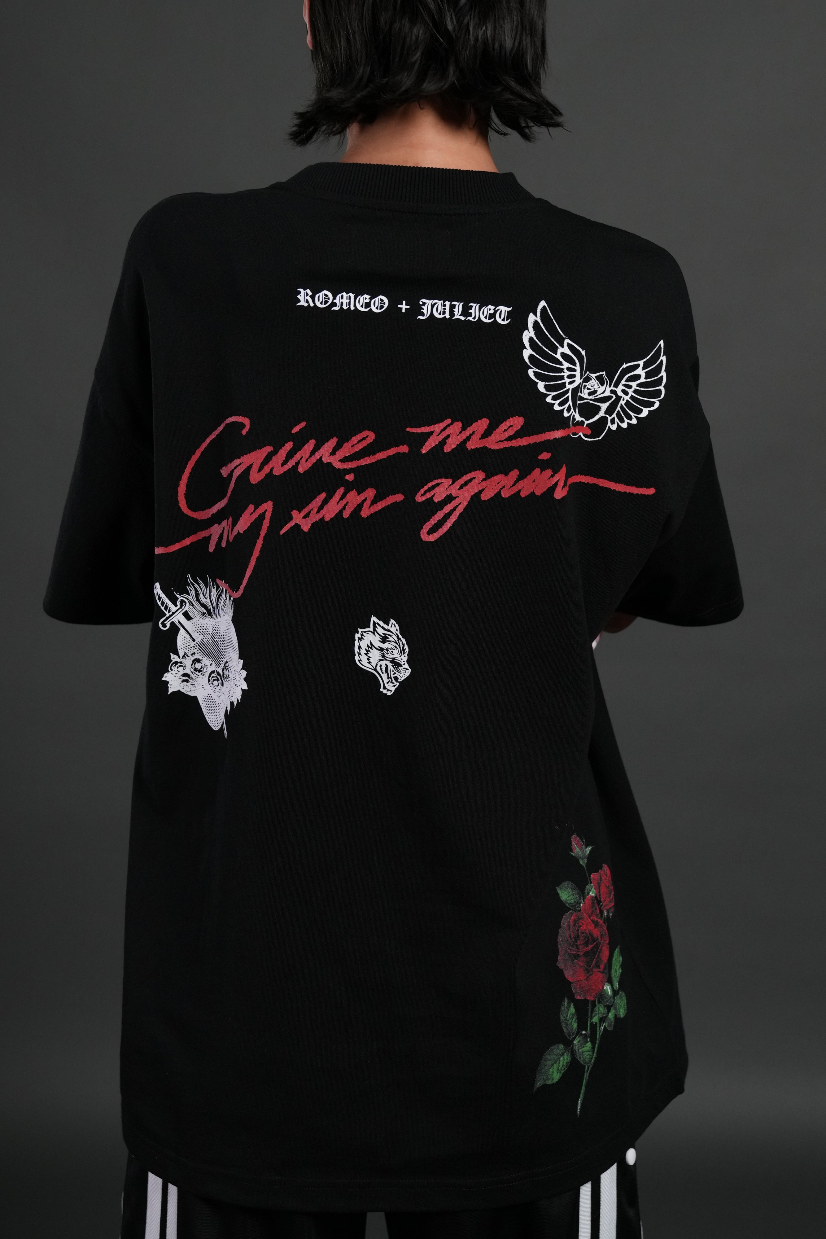 Sin Again Unisex Grunge Tee in Black