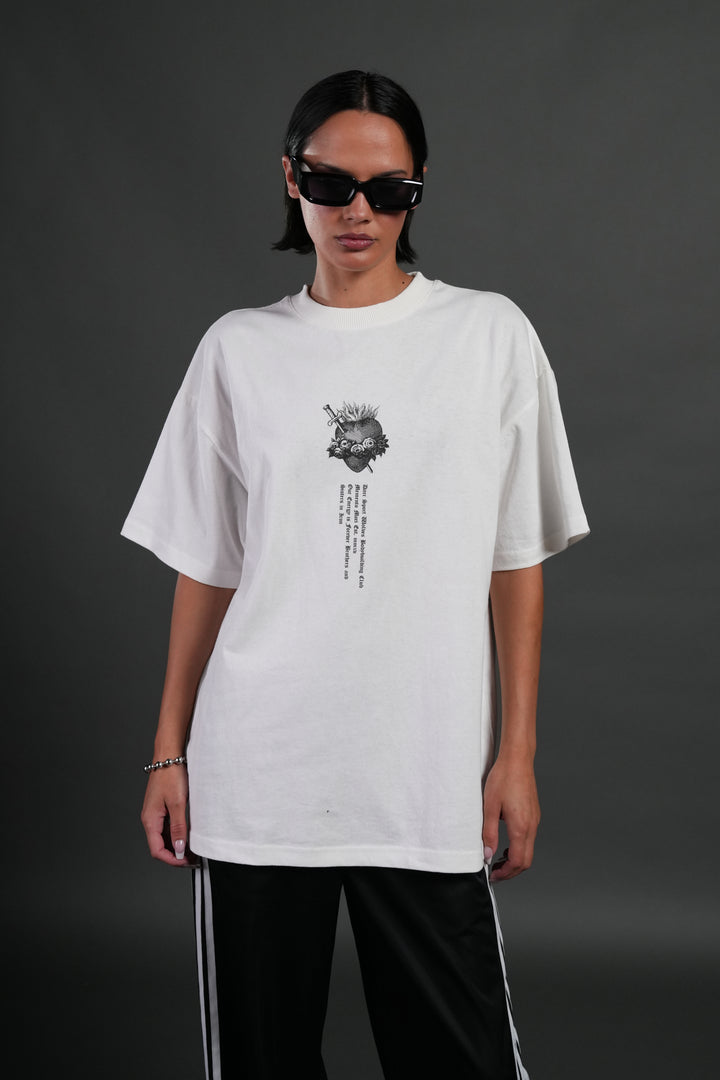 Sin Again Unisex Grunge Tee in Cream