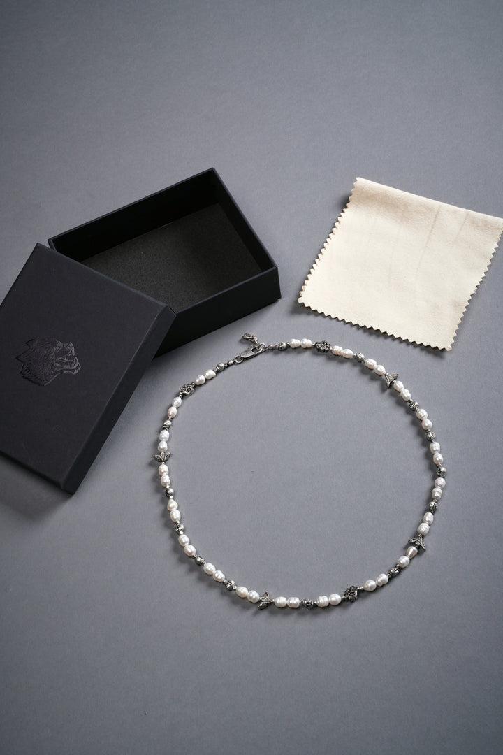 Darc Sport Pearl Necklace in Antique Silver