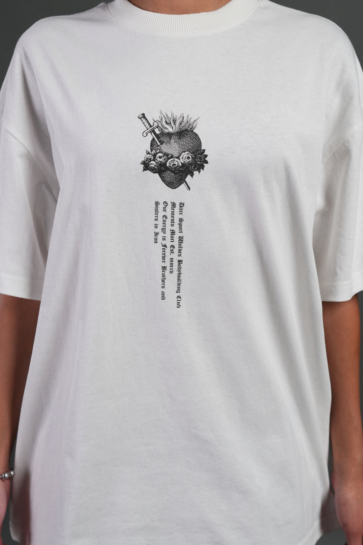 Sin Again Unisex Grunge Tee in Cream