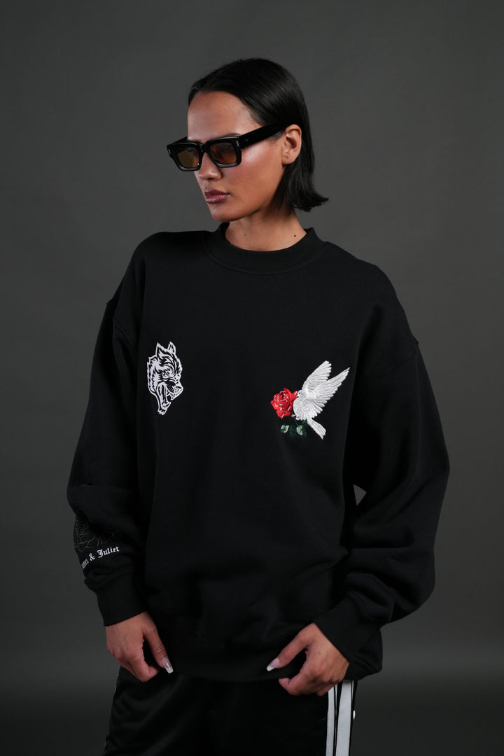 Doomed Love London Unisex Crewneck in Black