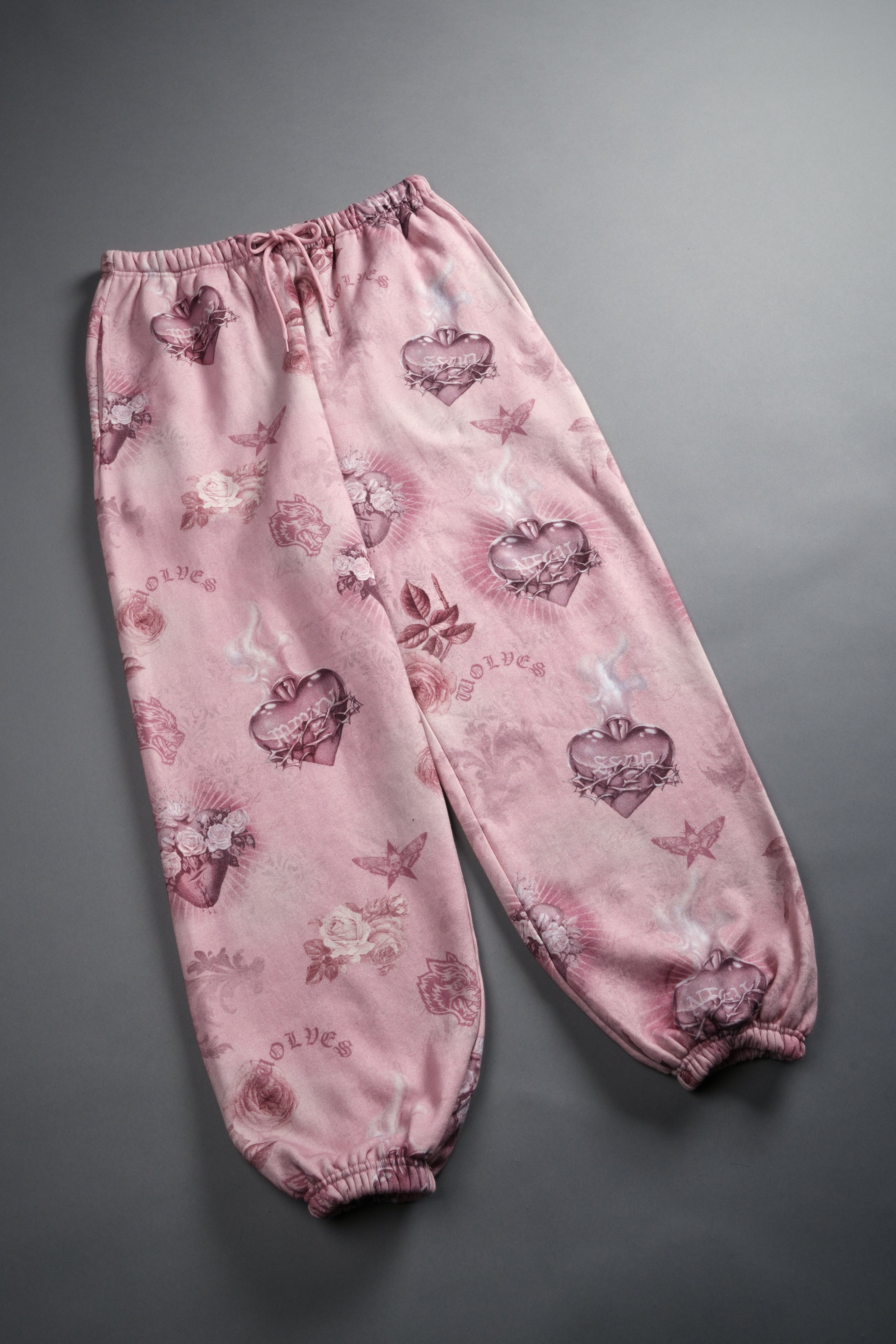 Sacred Path Unisex Lightweight Lounger Sweat Pants in Corazon de Devocion Tonal