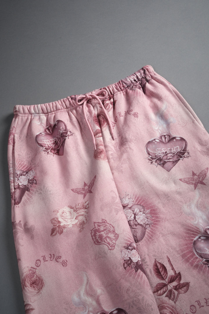 Sacred Path Unisex Lightweight Lounger Sweat Pants in Corazon de Devocion Tonal