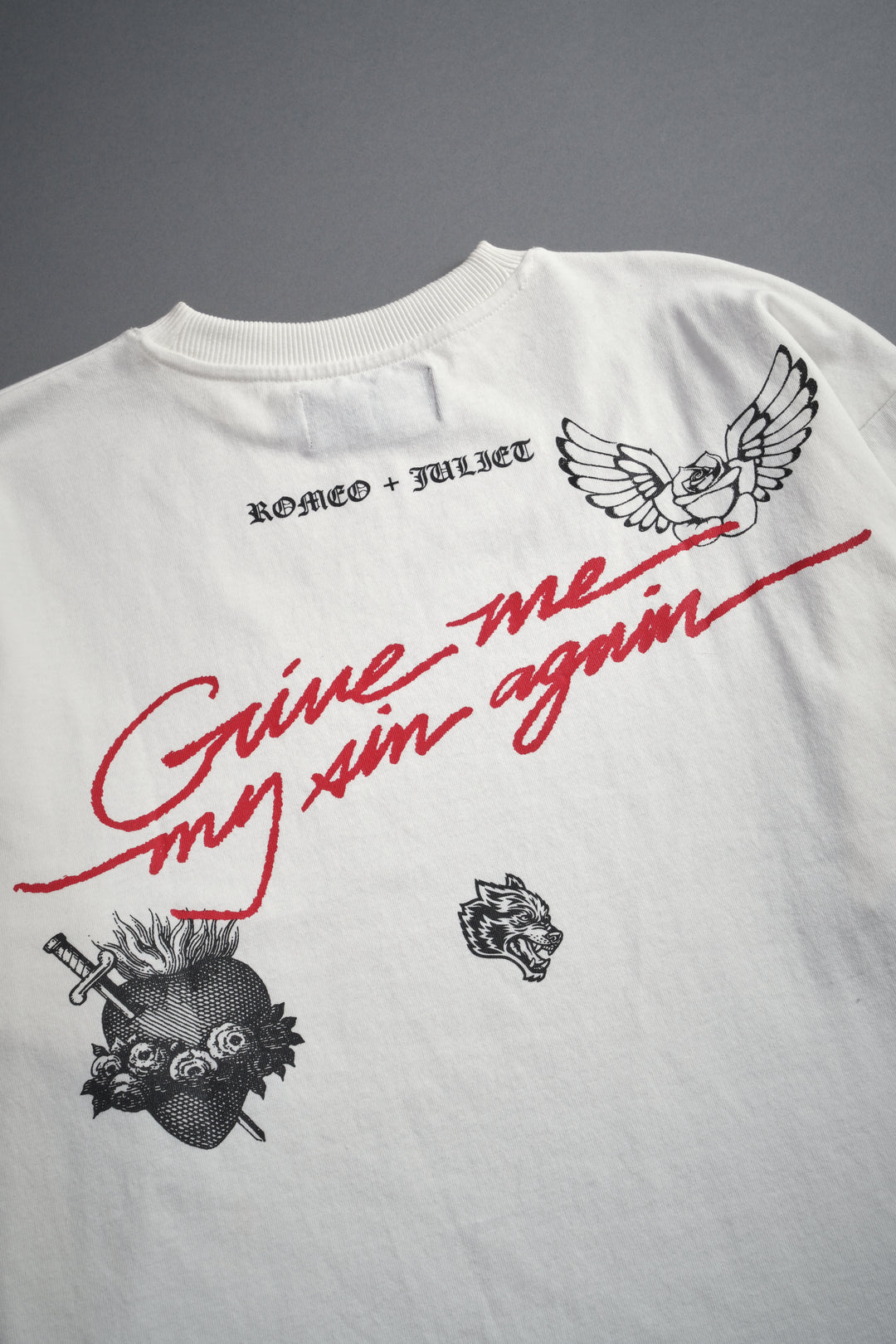 Sin Again Unisex Grunge Tee in Cream