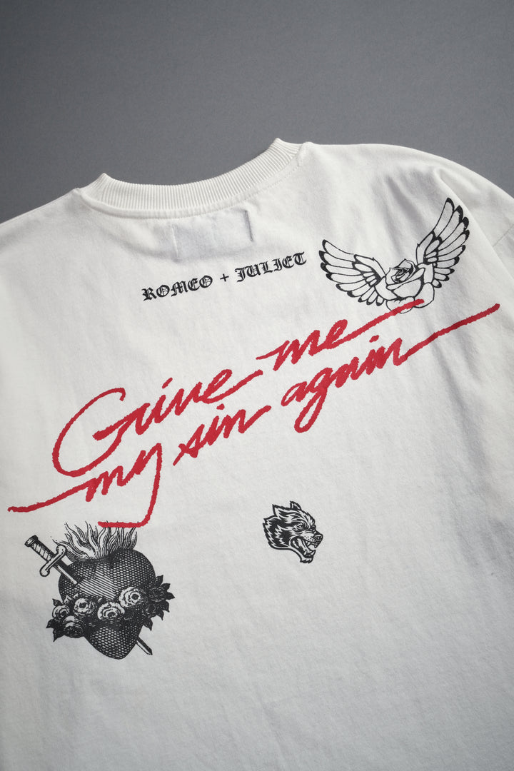 Sin Again Unisex Grunge Tee in Cream