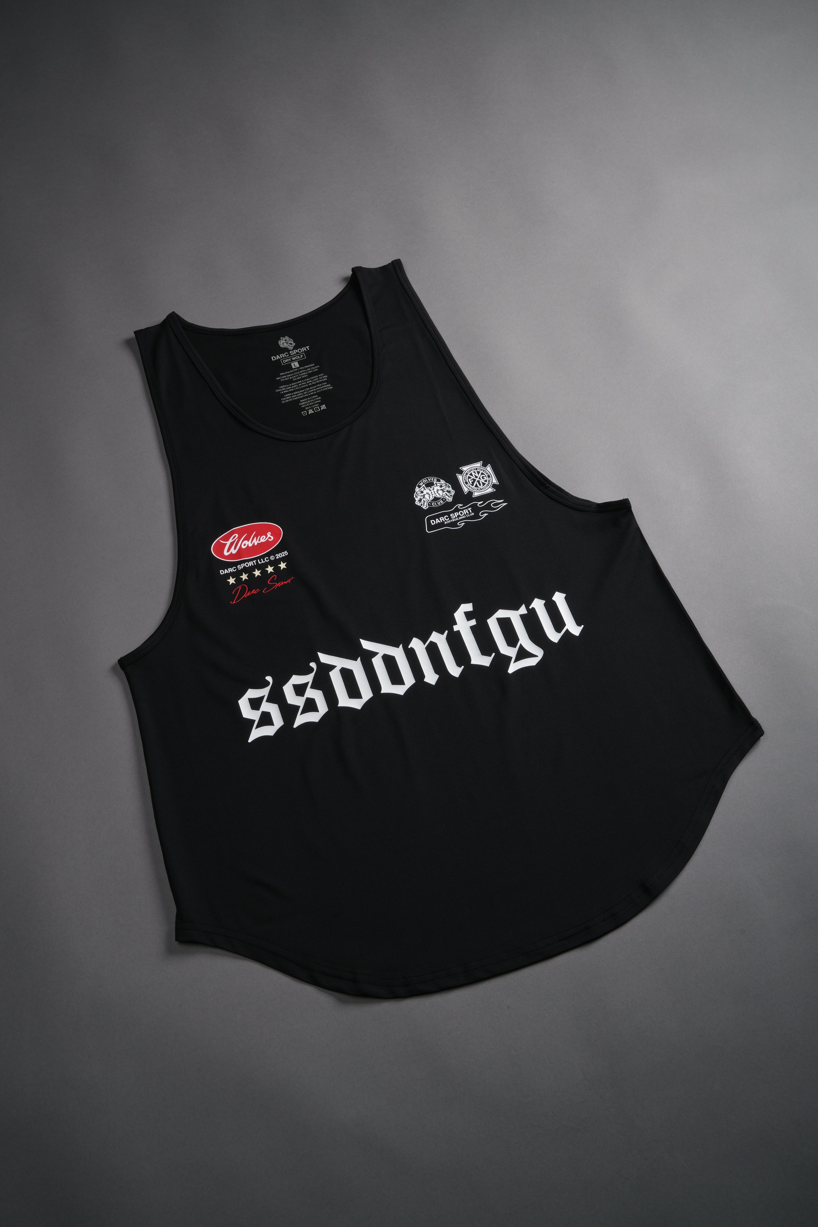 Us Forever "Dry Wolf" (Drop) Tank in Black