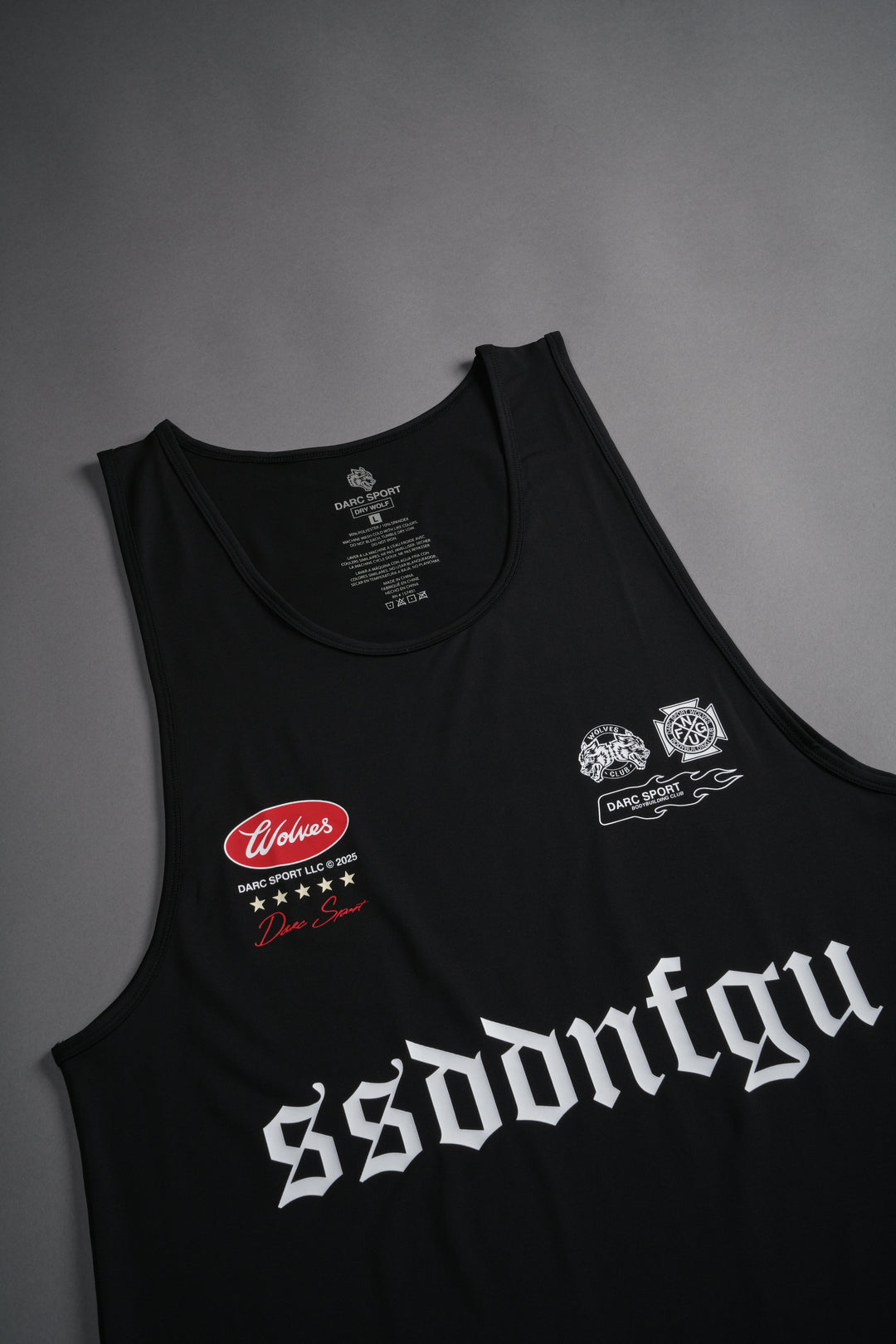 Us Forever "Dry Wolf" (Drop) Tank in Black