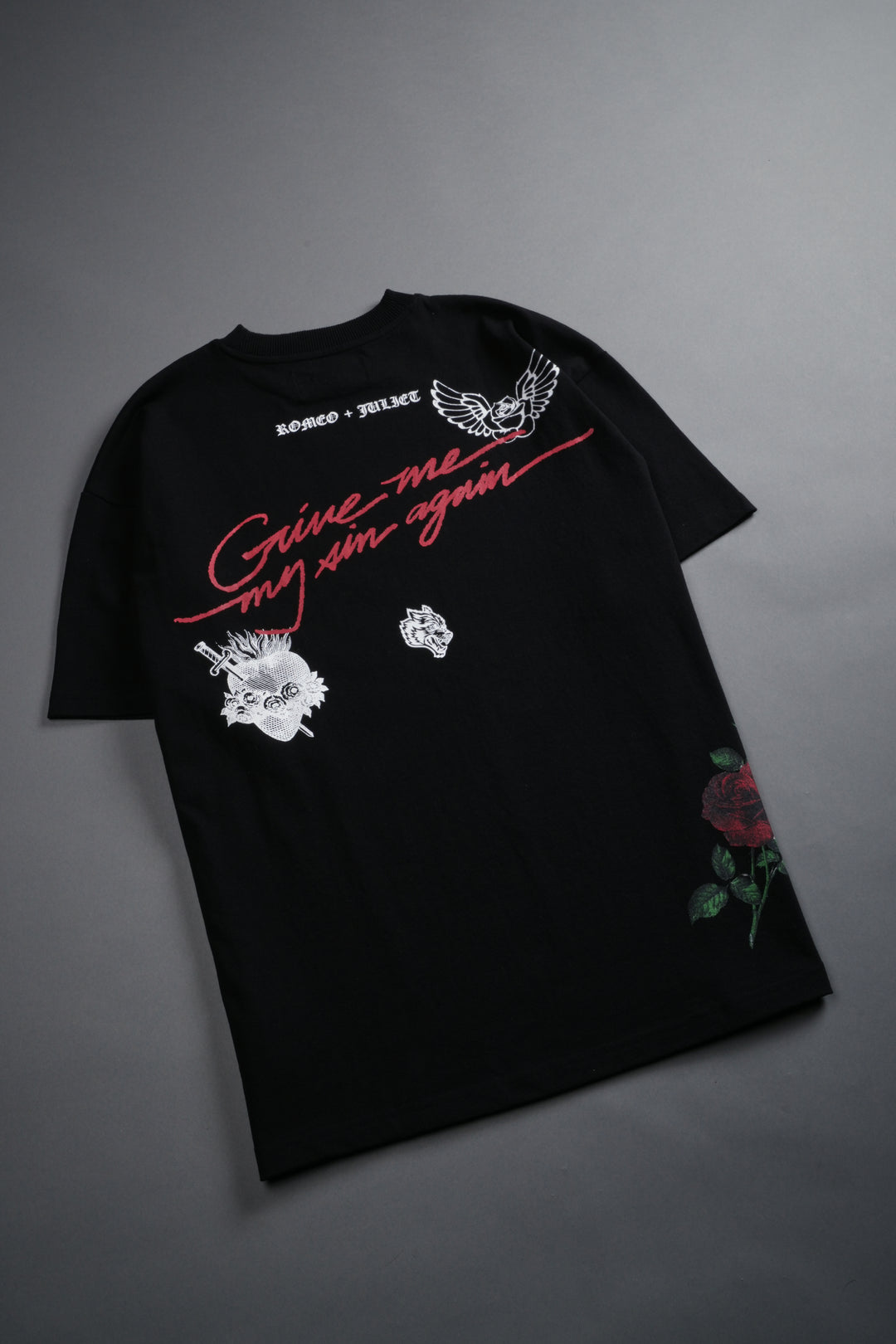 Sin Again Unisex Grunge Tee in Black