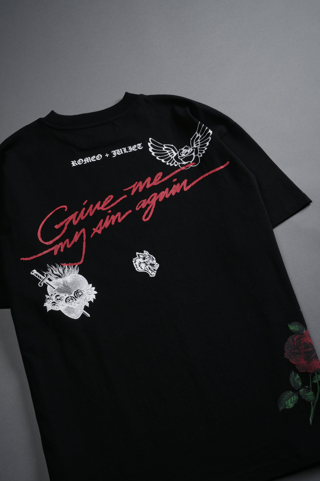 Sin Again Unisex Grunge Tee in Black