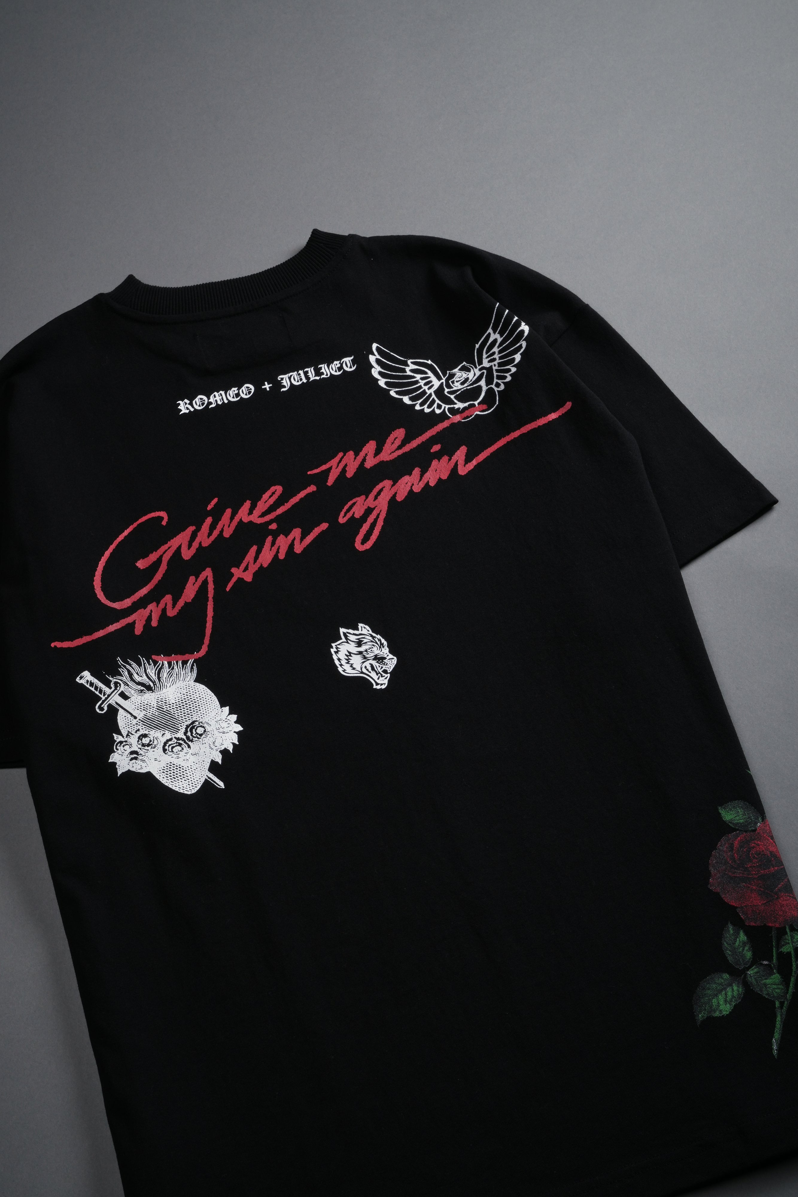 Sin Again Unisex Grunge Tee in Black