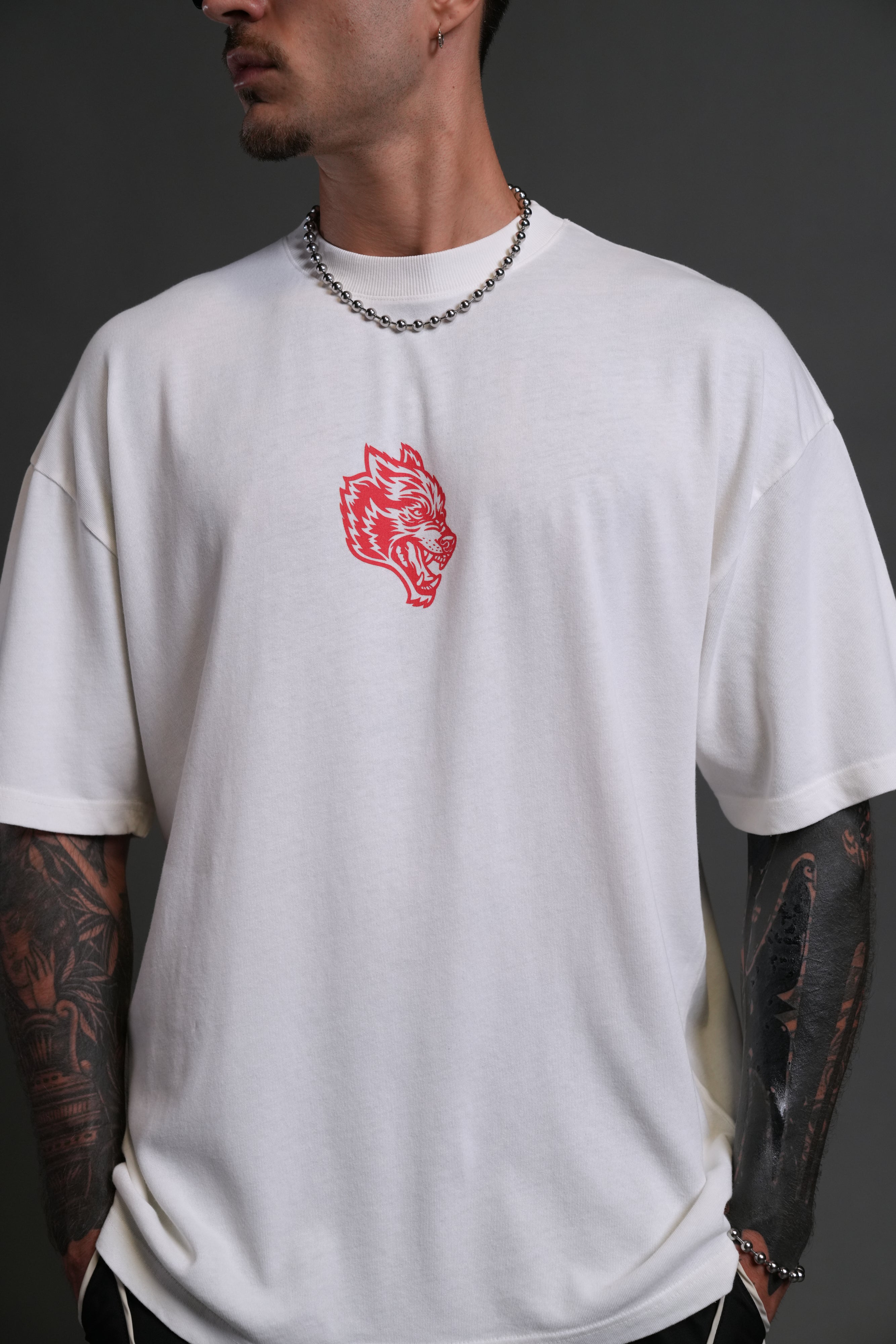 Wolves Club FRVR Unisex "Premium" Oversized Tee in Cream