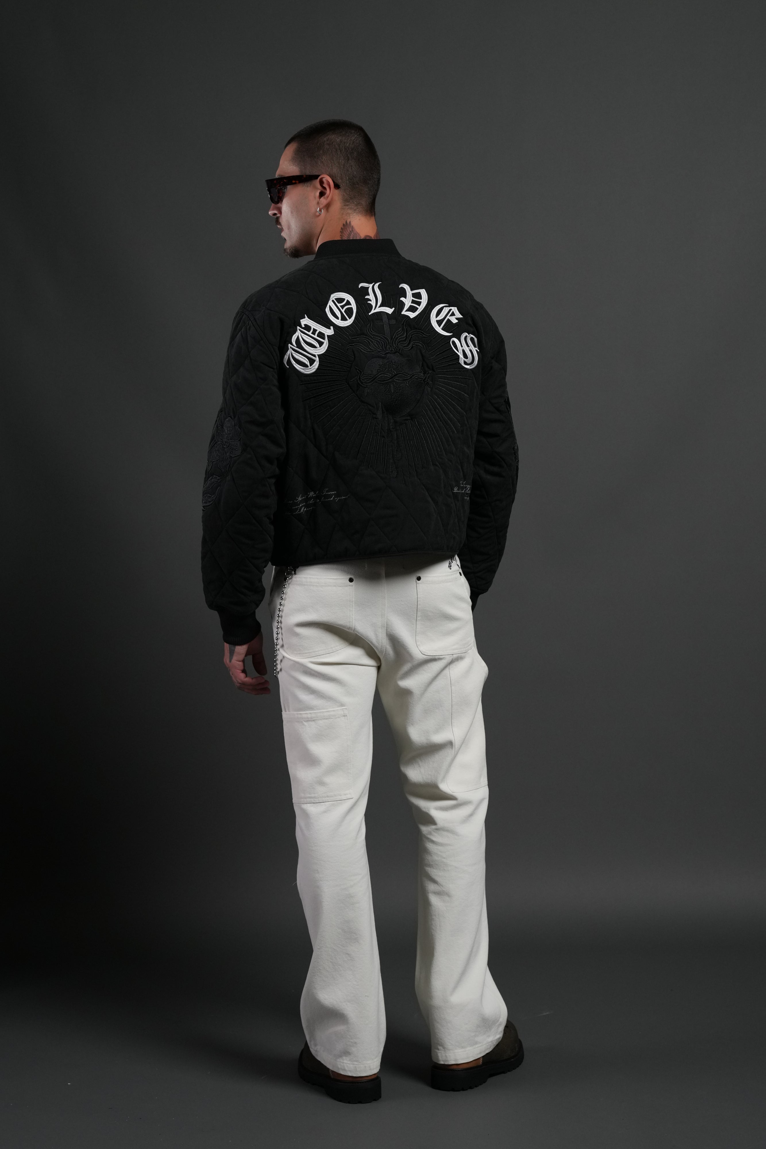 Sacred Wolves Boxy Darco Quilted Jacket in Black