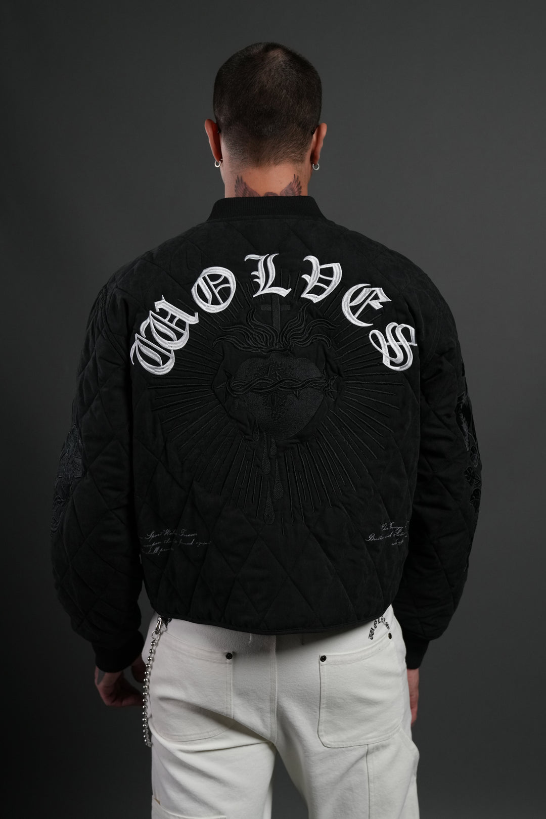 Sacred Wolves Boxy Darco Quilted Jacket in Black