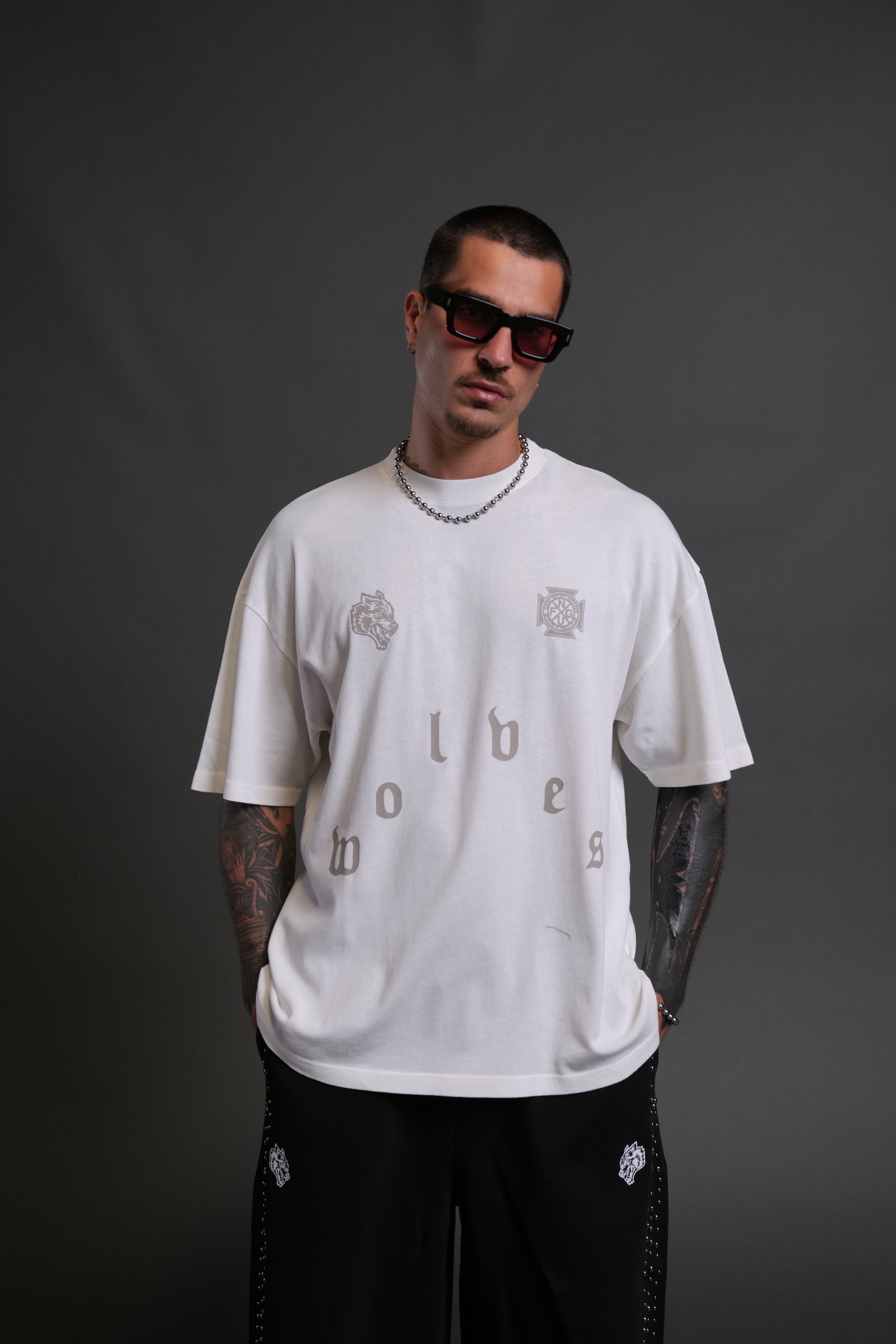 Pyramid Wolves "Premium" Oversized Tee in Cream