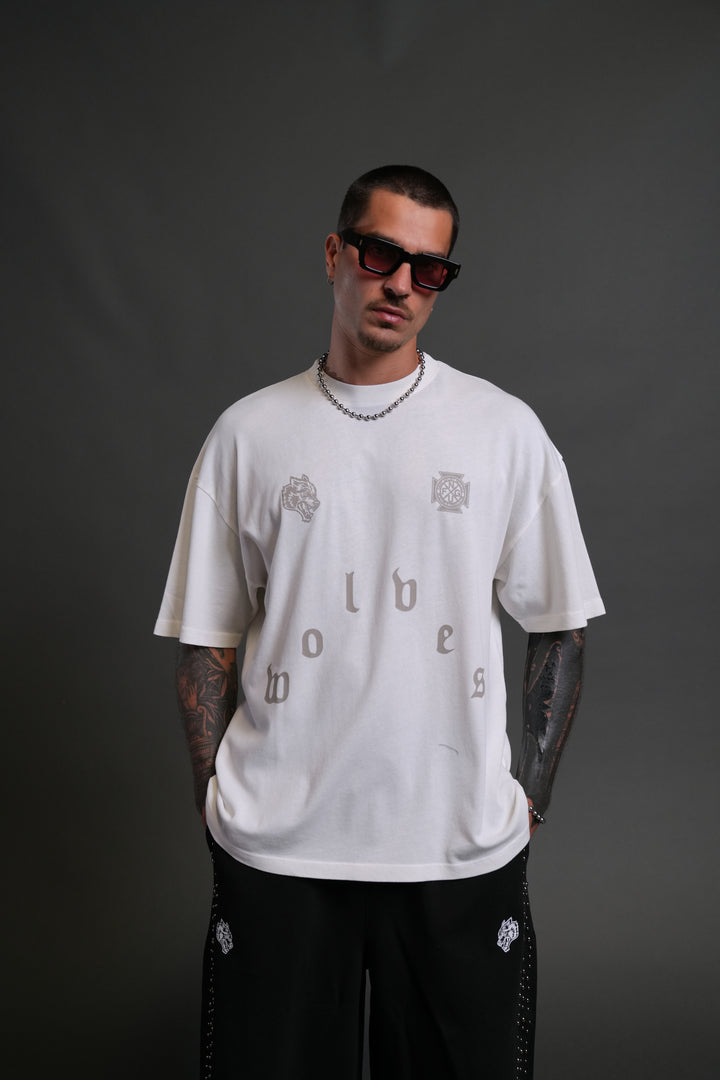 Pyramid Wolves "Premium" Oversized Tee in Cream