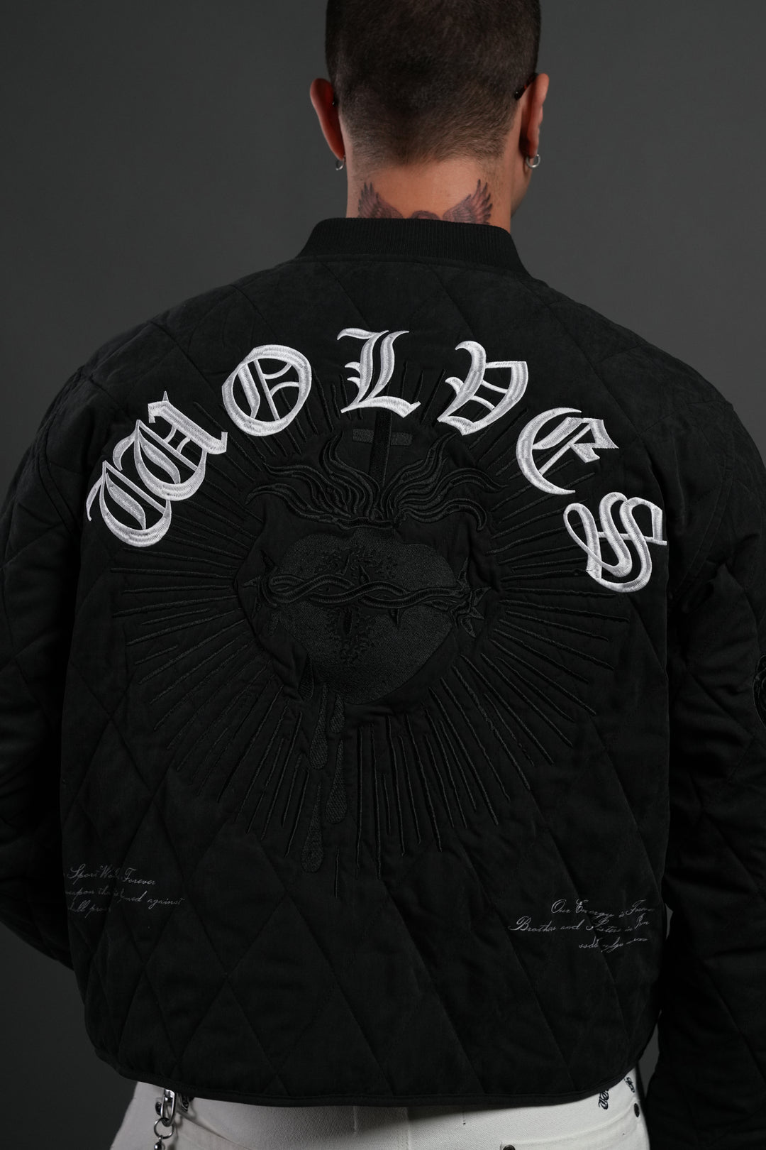 Sacred Wolves Boxy Darco Quilted Jacket in Black