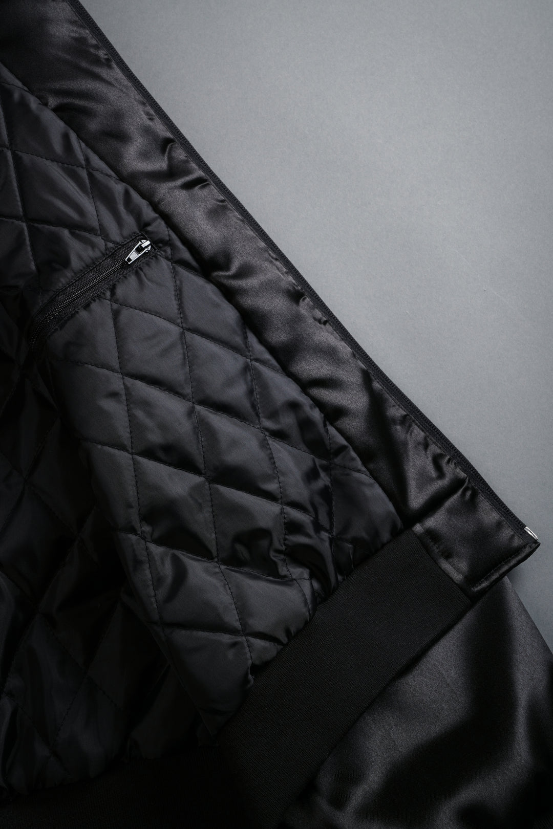 Last Love Unisex Cropped Satin Bomber Jacket in Black