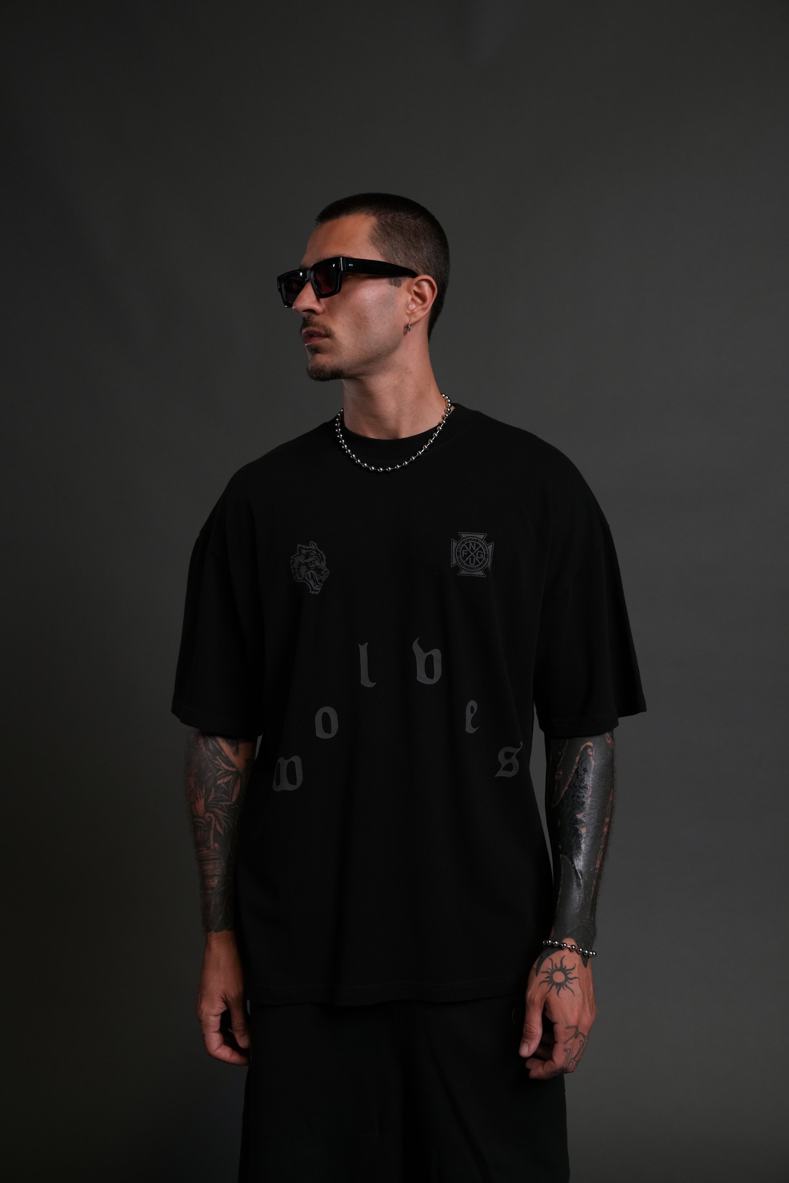 Pyramid Wolves "Premium" Oversized Tee in Black