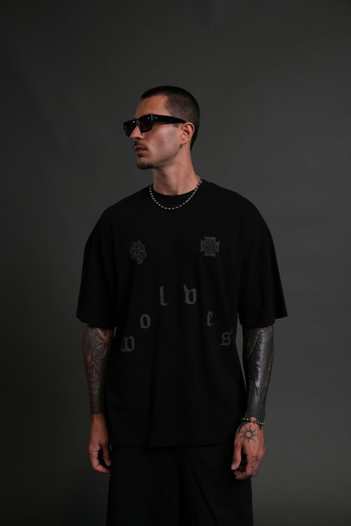 Pyramid Wolves "Premium" Oversized Tee in Black