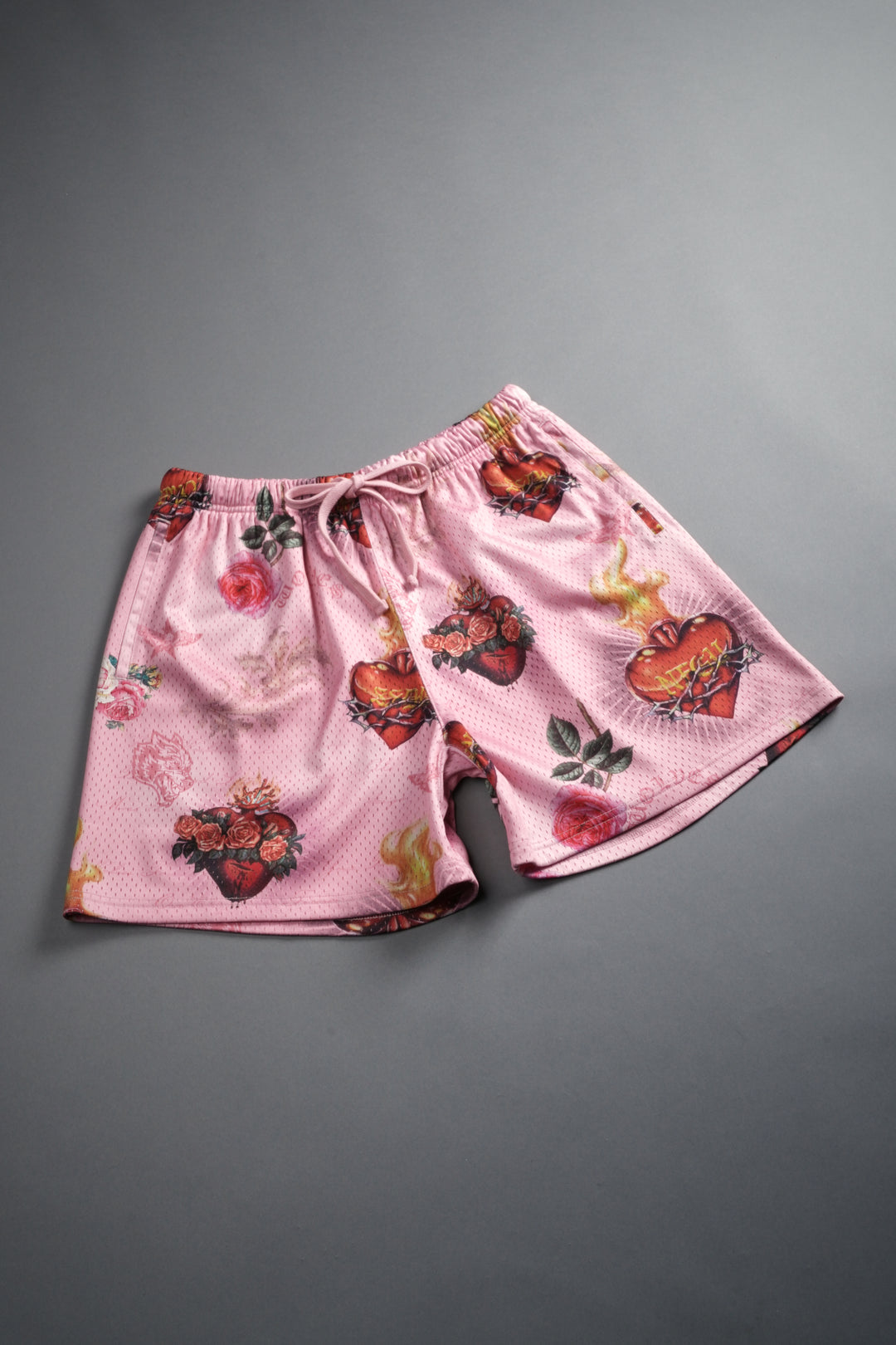 Sacred Path Mesh Shorts in Corazon de Devocion