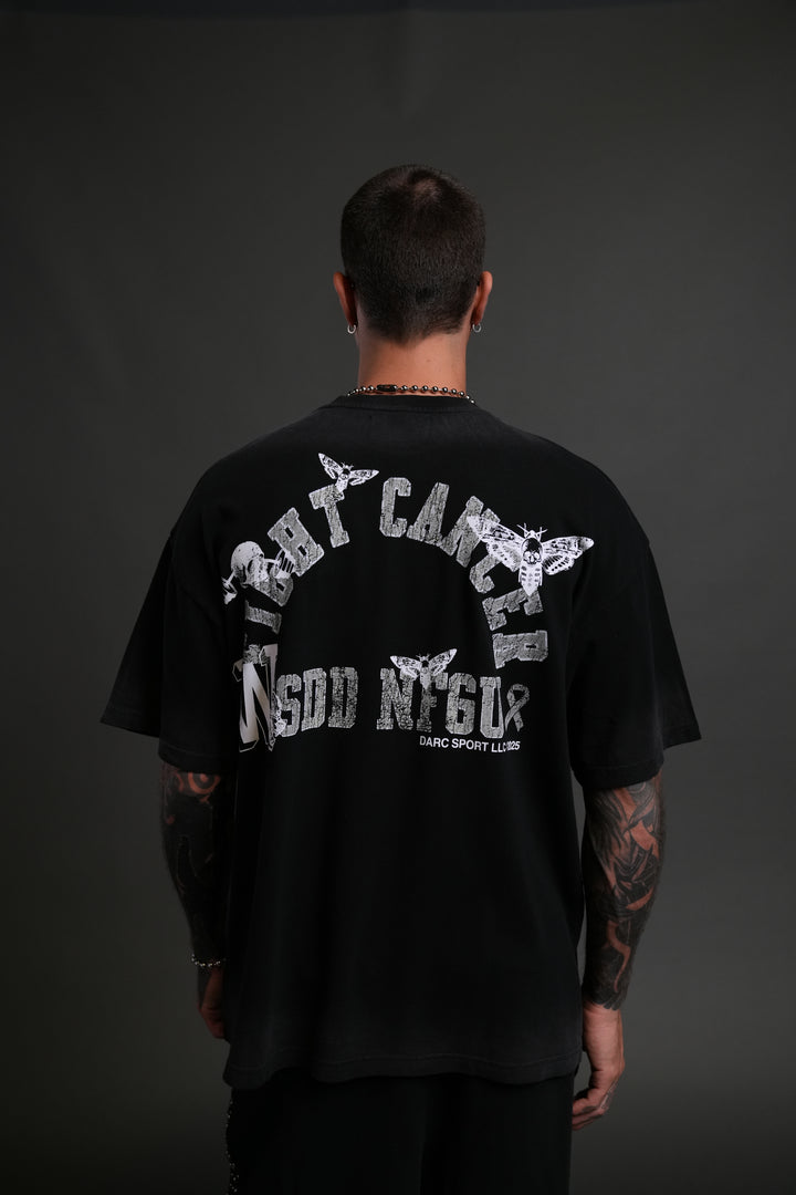 Fight Cancer 2025 "Premium" Oversized Tee in Black Drift Wash
