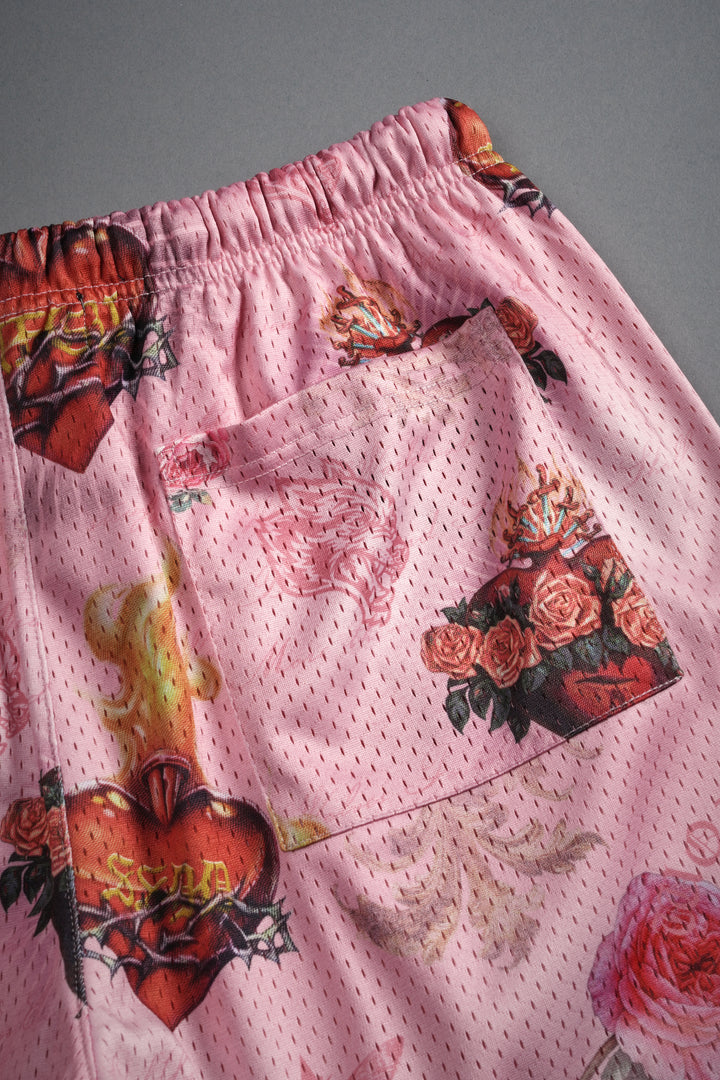 Sacred Path Mesh Shorts in Corazon de Devocion