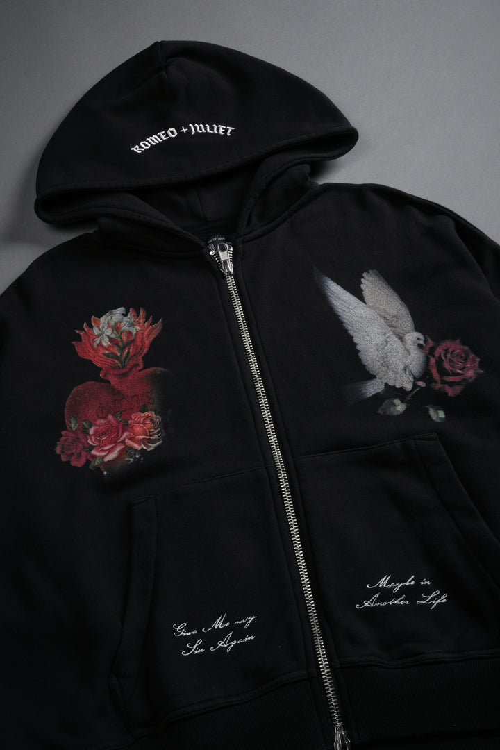 Doomed Love Vex Double Zip Hoodie in Black