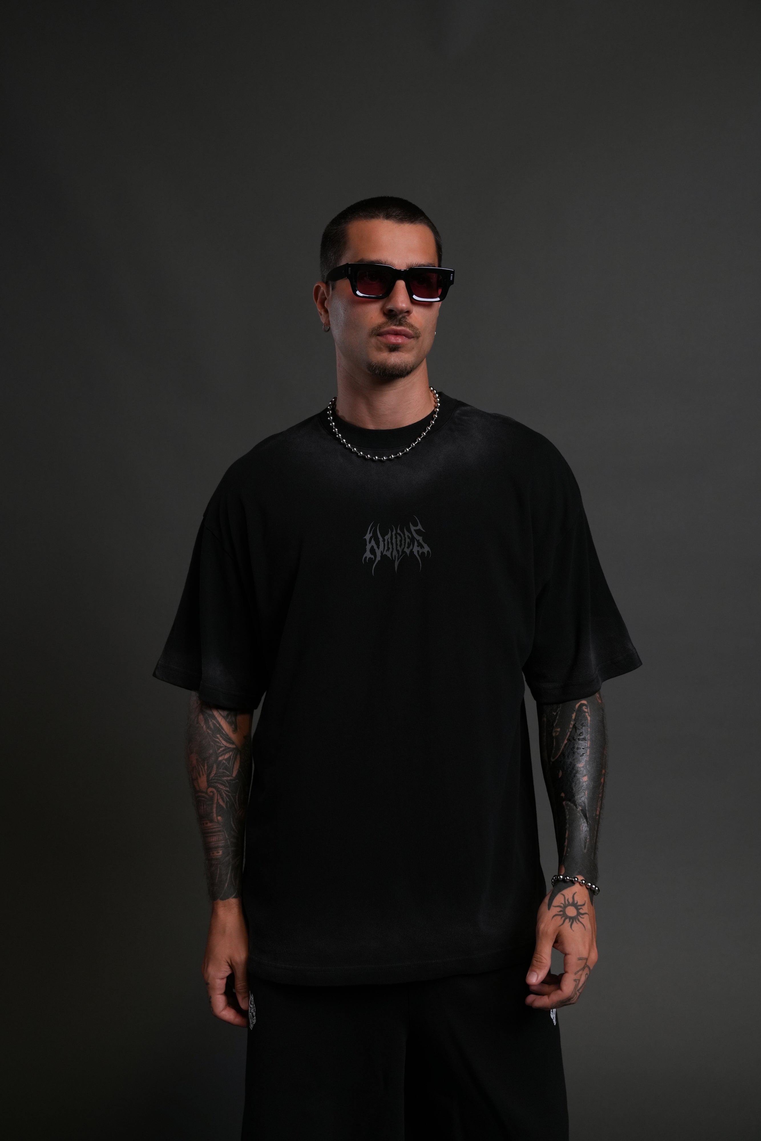 Hesh Core "Premium" Oversized Tee in Black Dawn Sun Fade