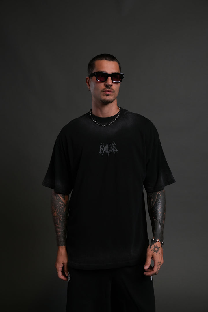 Hesh Core "Premium" Oversized Tee in Black Dawn Sun Fade
