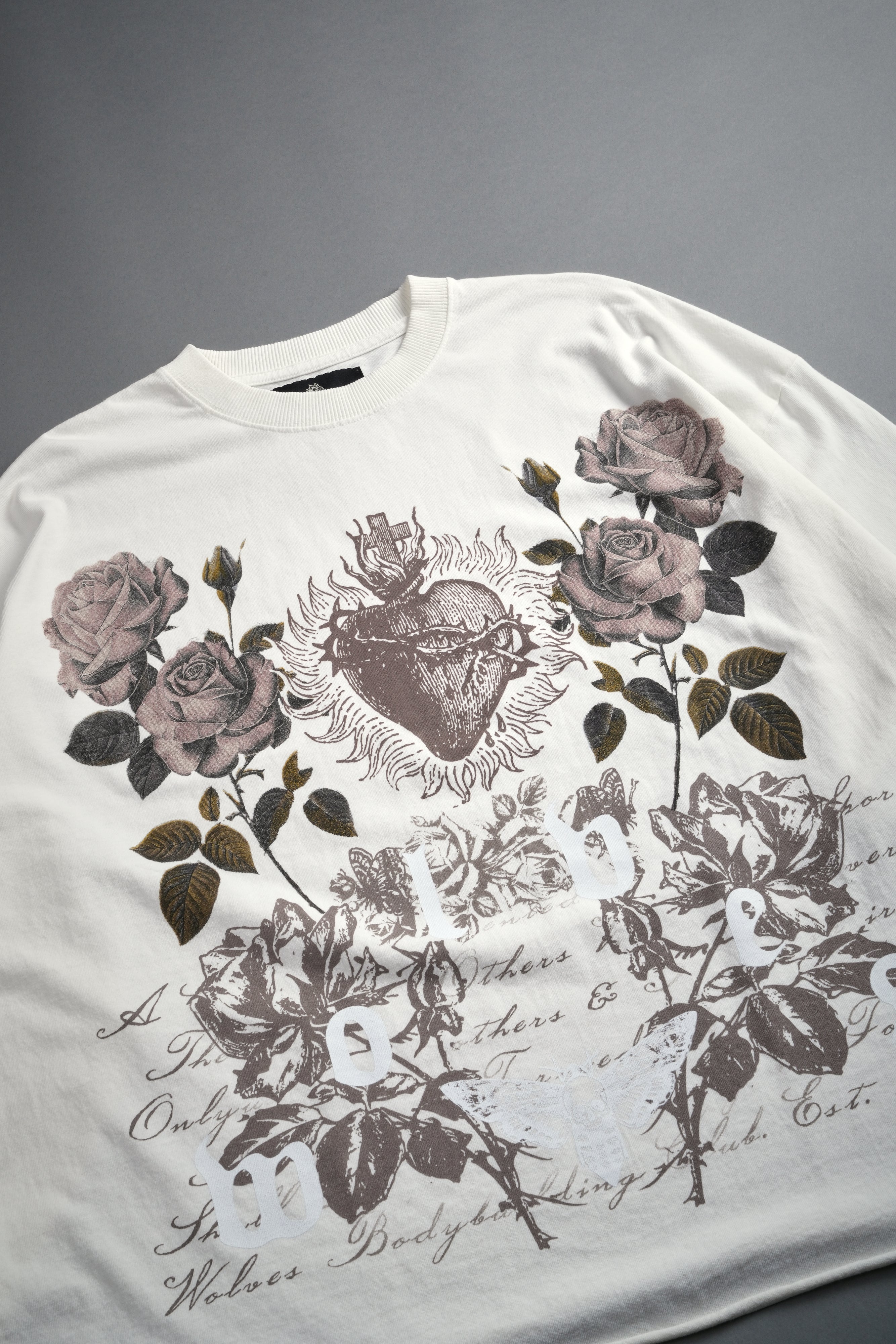 You Are the Reason Grunge Mid-Length Raw Hem LS Tee in Cream