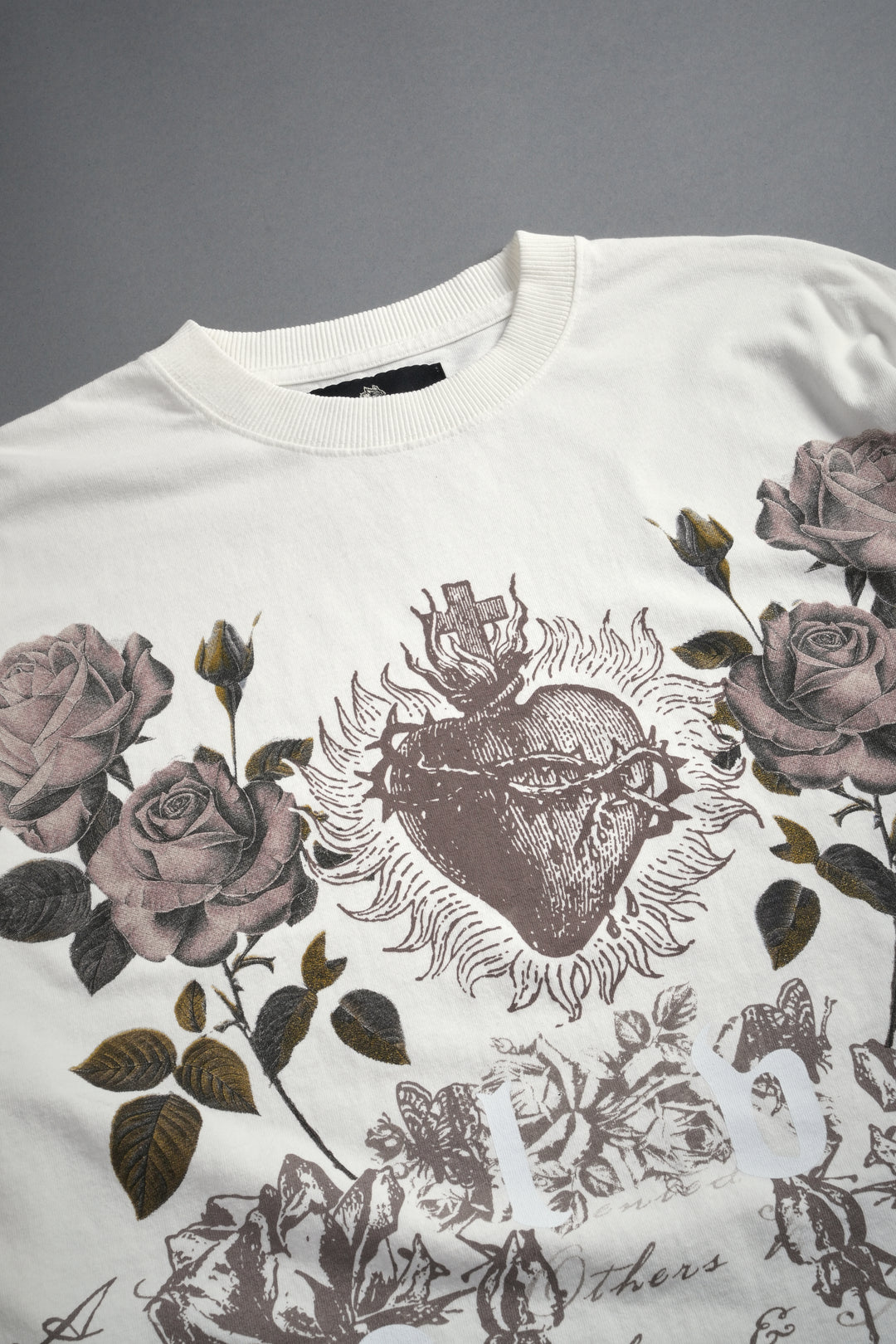 You Are the Reason Grunge Mid-Length Raw Hem LS Tee in Cream