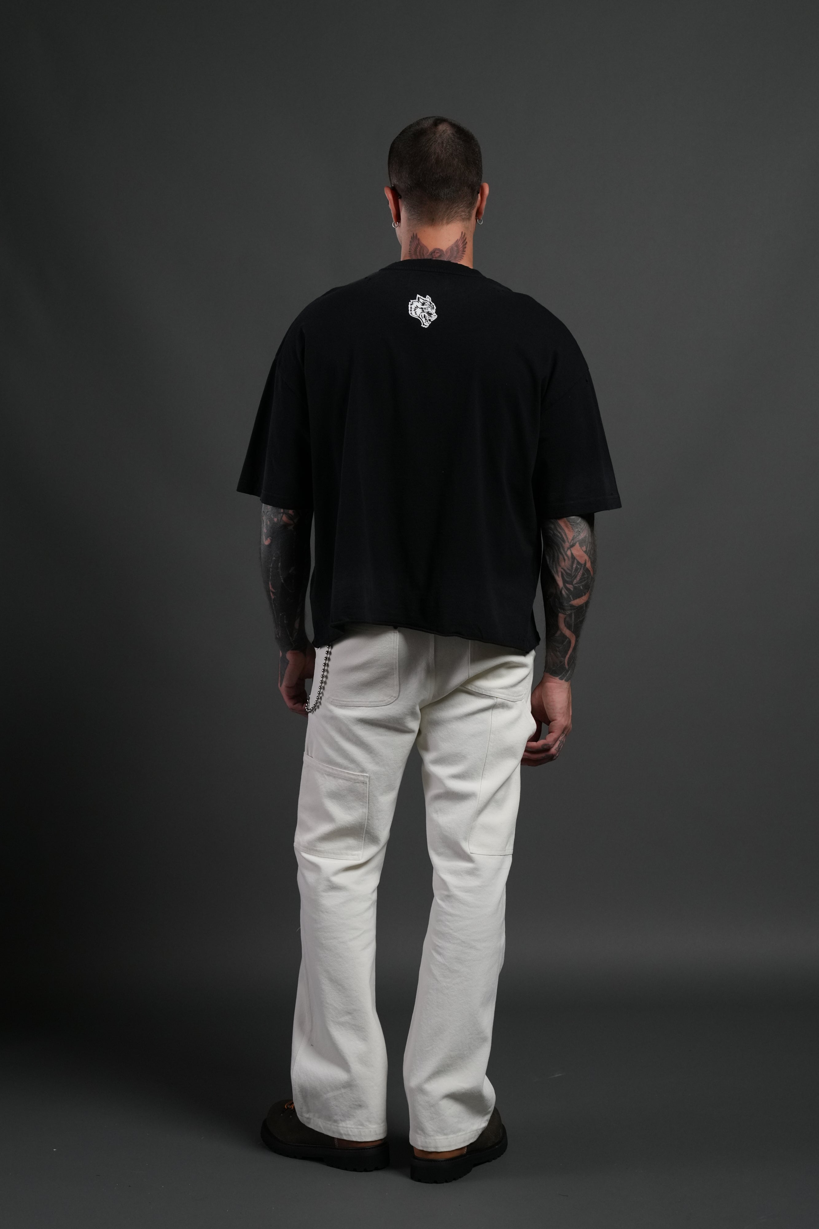 Hell is Real Distressed Grunge "Box Cut" Tee V2 in Black Drift Wash