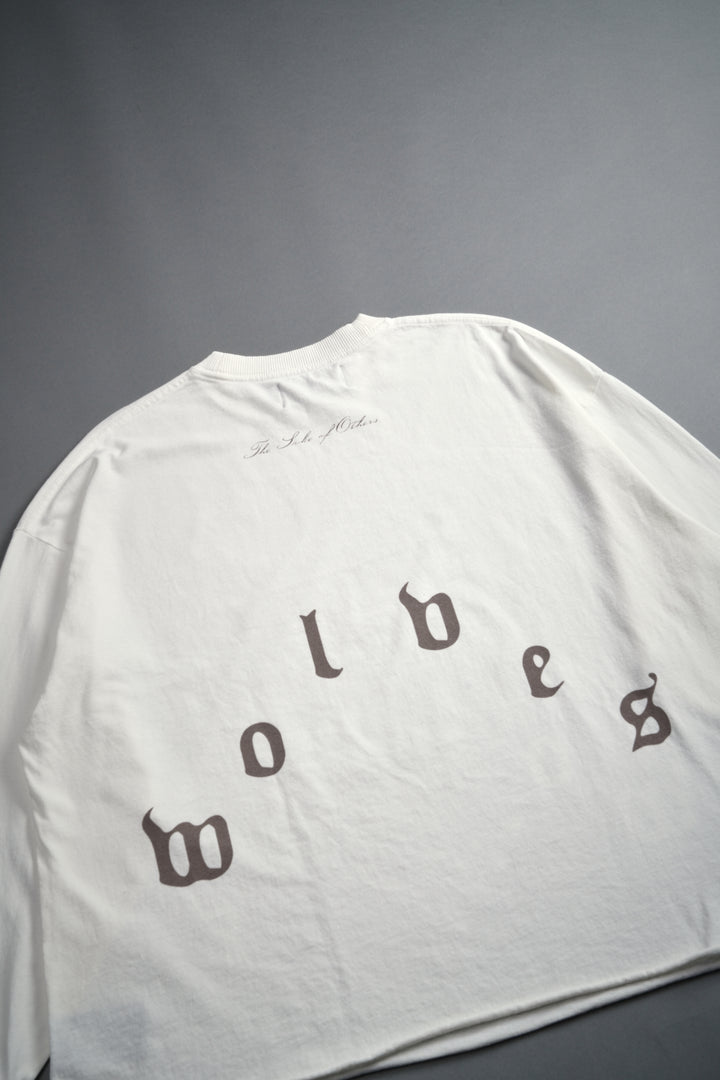 You Are the Reason Grunge Mid-Length Raw Hem LS Tee in Cream