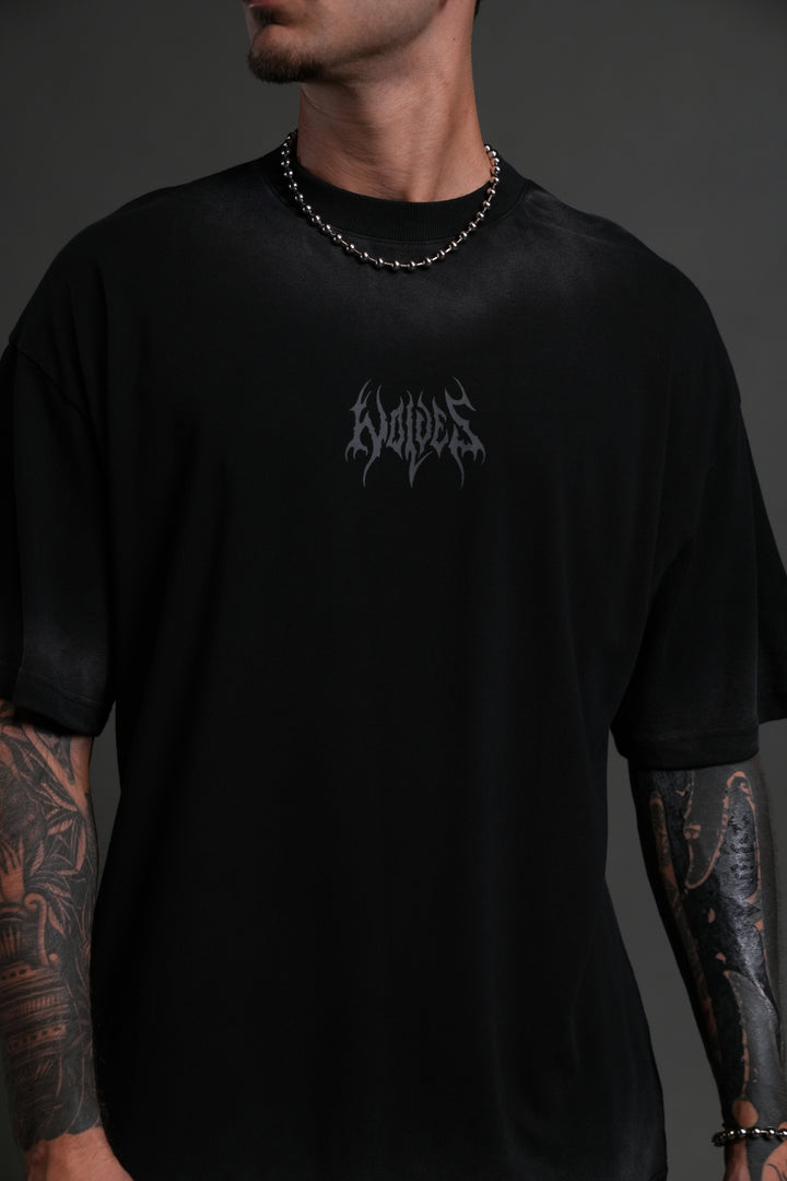 Hesh Core "Premium" Oversized Tee in Black Dawn Sun Fade