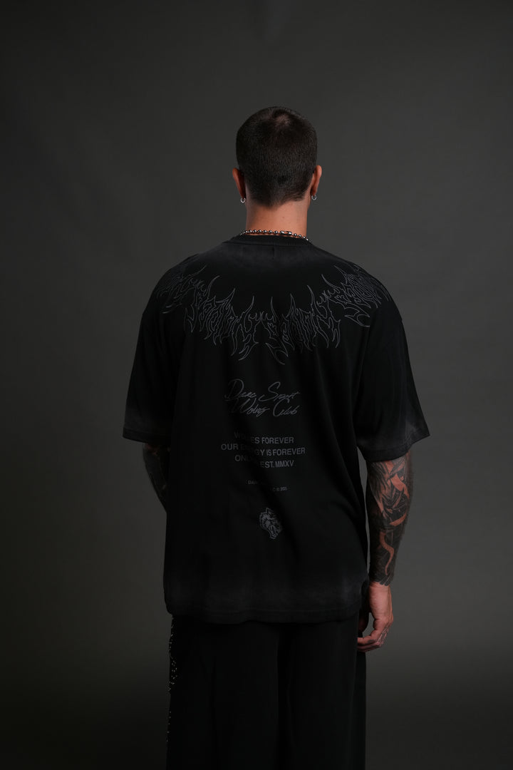 Hesh Core "Premium" Oversized Tee in Black Dawn Sun Fade
