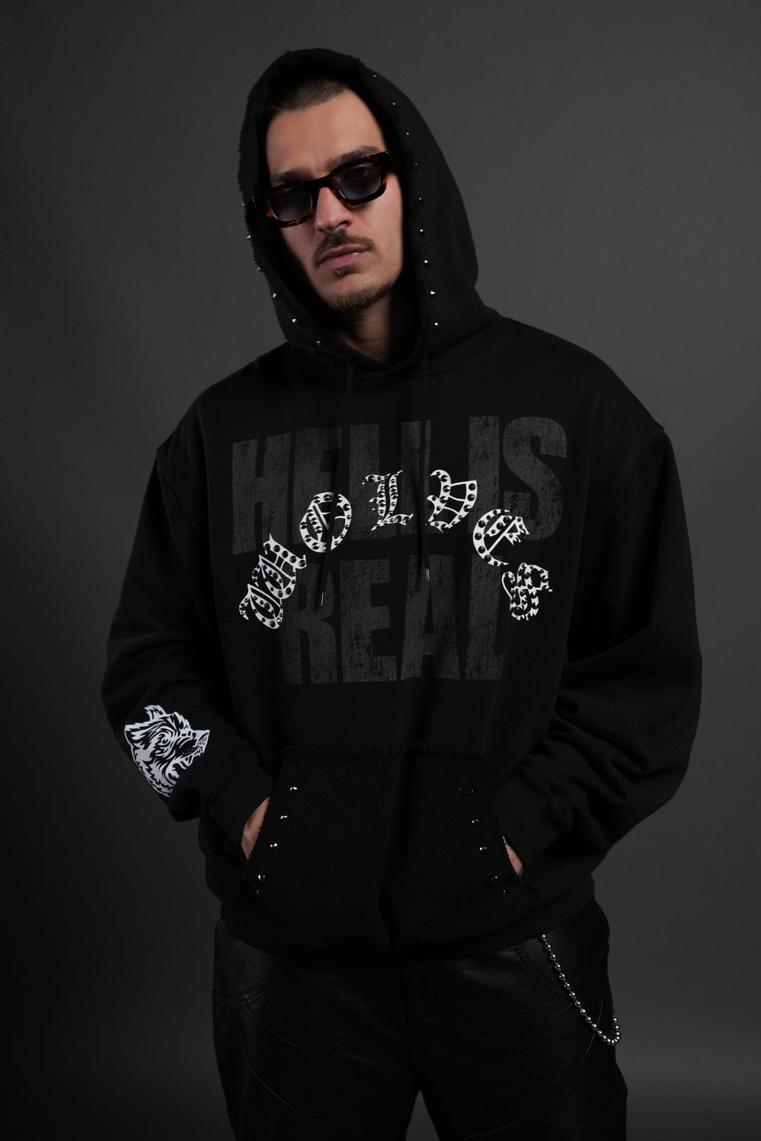 Hell is Real Grunge "Moatis" Hoodie in Black