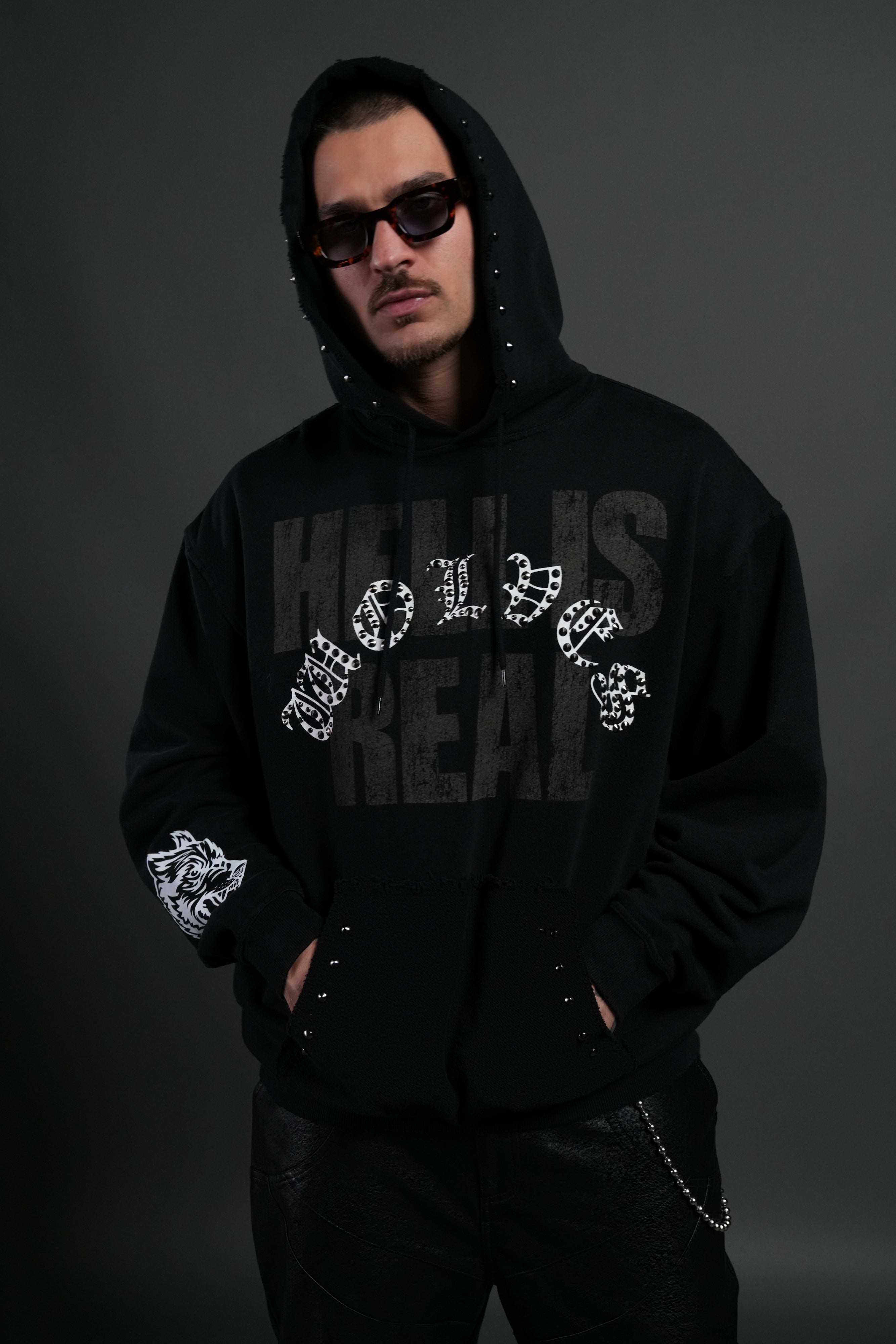 Hell is Real Grunge "Moatis" Hoodie in Black