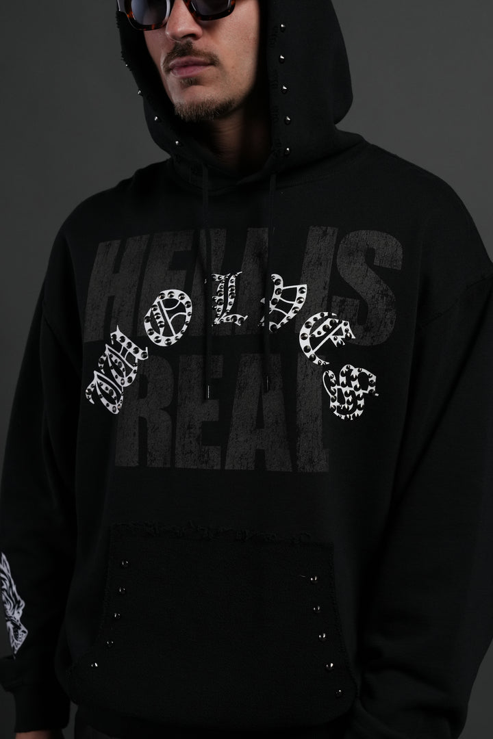Hell is Real Grunge "Moatis" Hoodie in Black