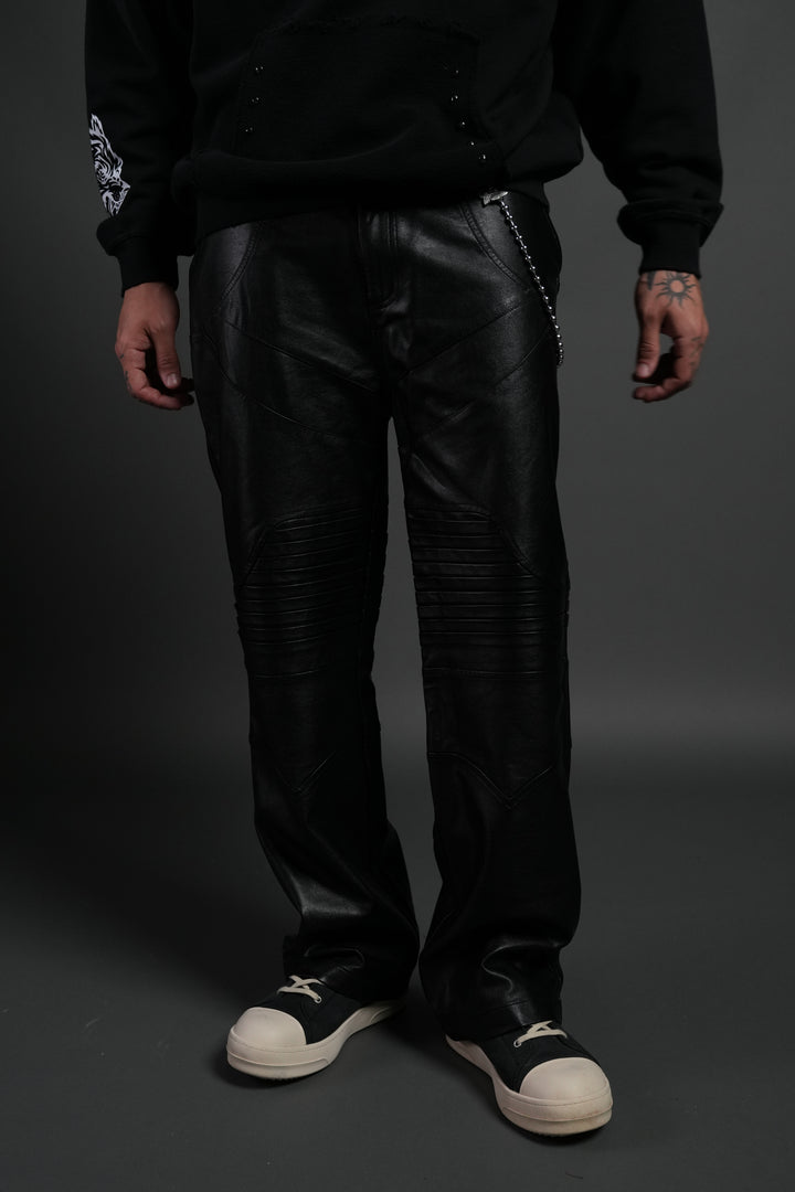 Wolves Chopper McKagan Faux Leather Pants in Black