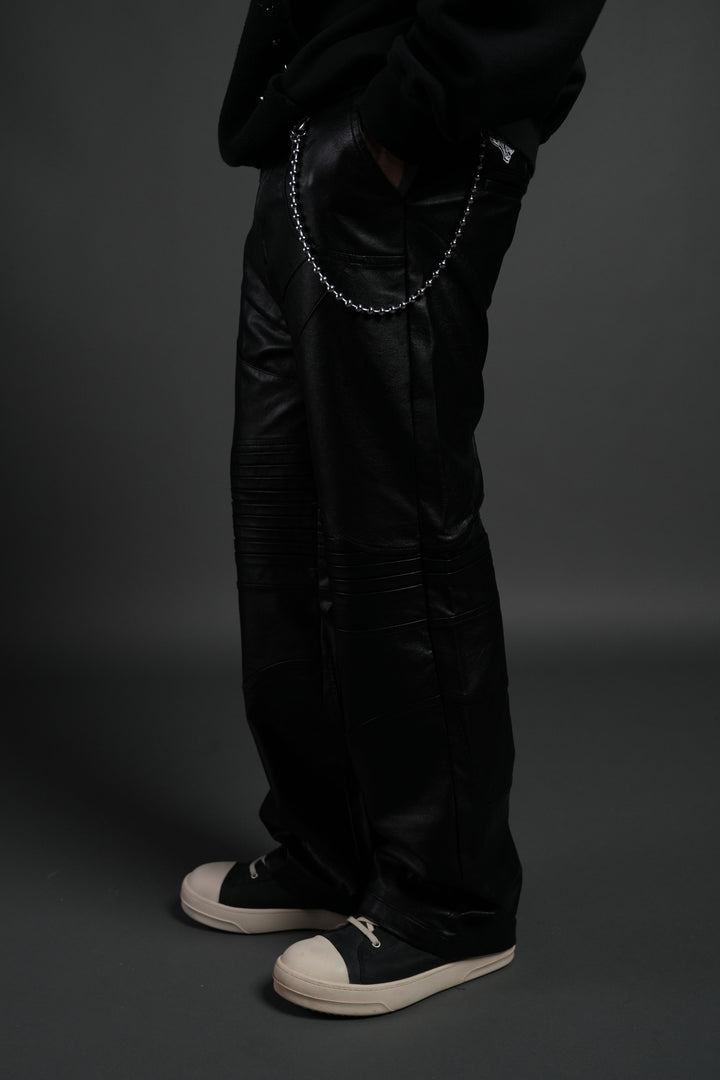 Wolves Chopper McKagan Faux Leather Pants in Black