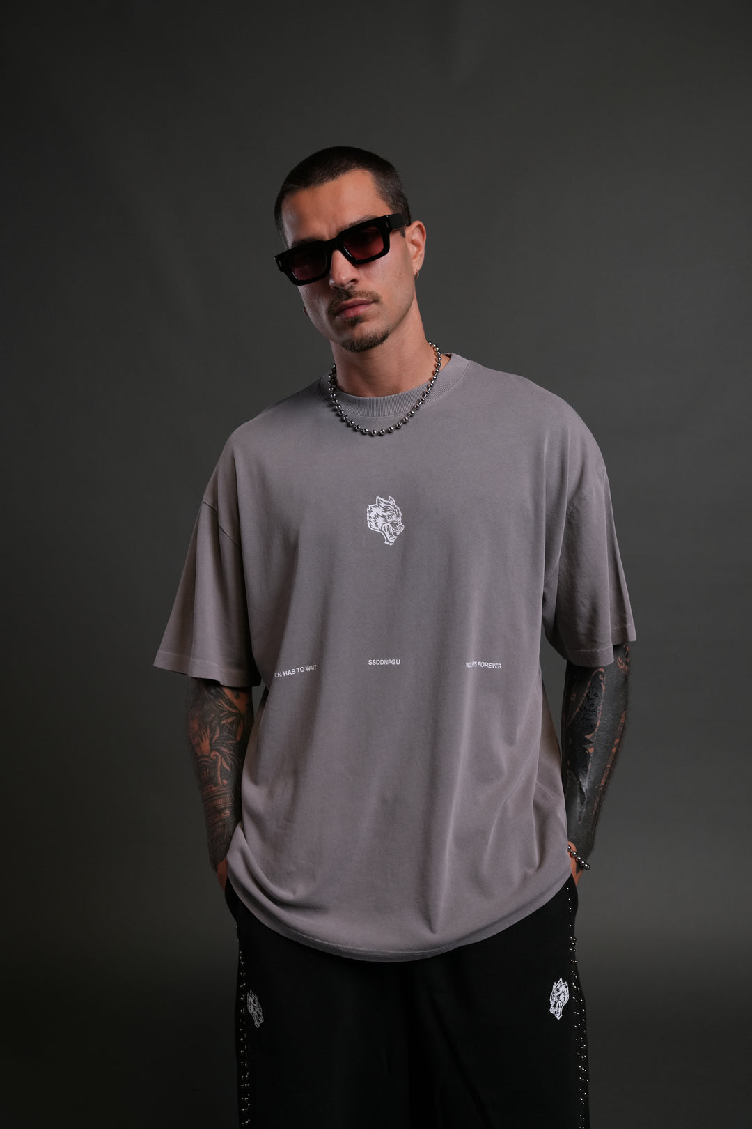 Death Moth Forever "Premium" Oversized Tee in Pale Gray