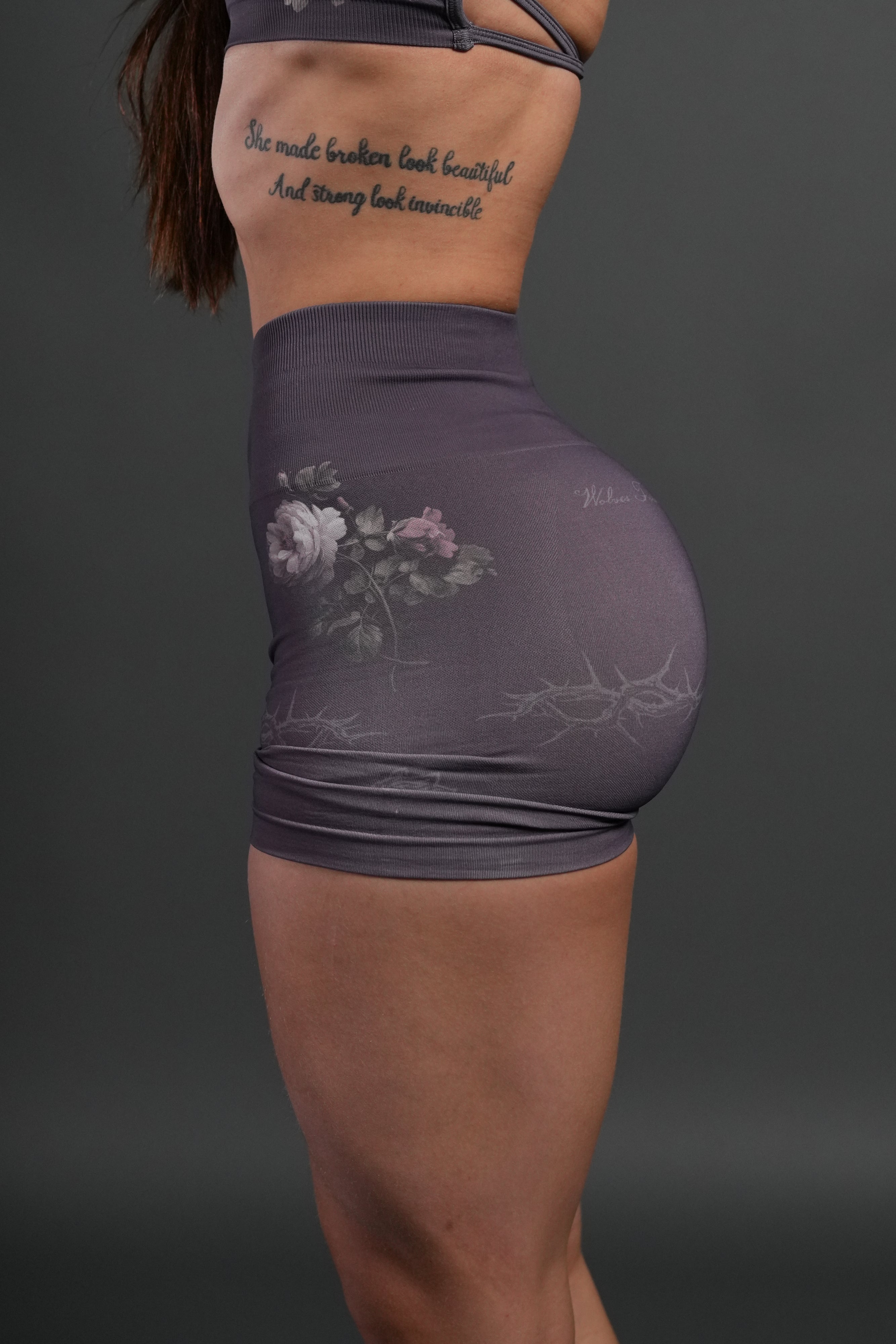 Rose Thorn "Stella" Soft Seamless Shorts in Cherry Wine Rose Thorn