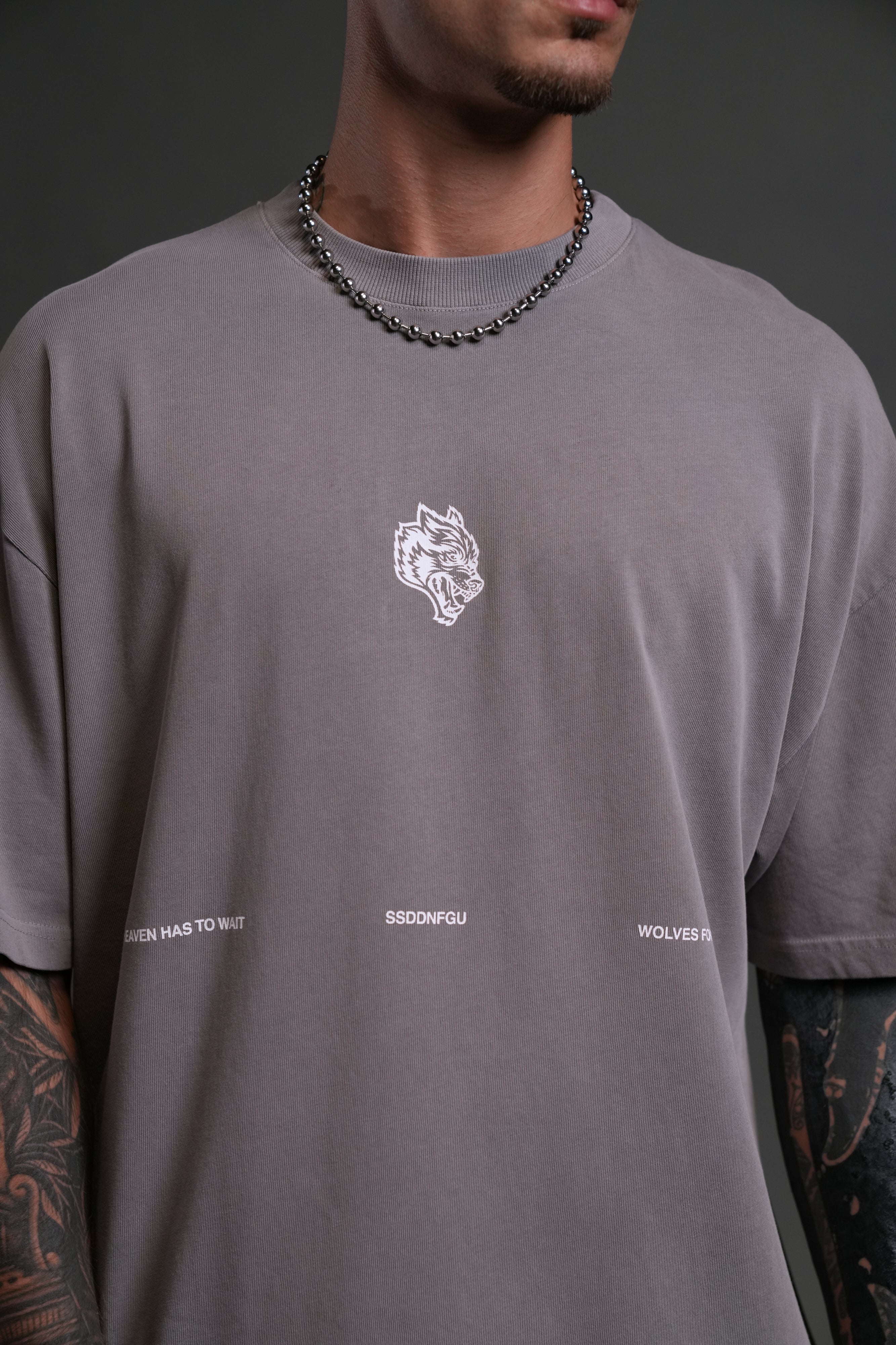 Death Moth Forever "Premium" Oversized Tee in Pale Gray