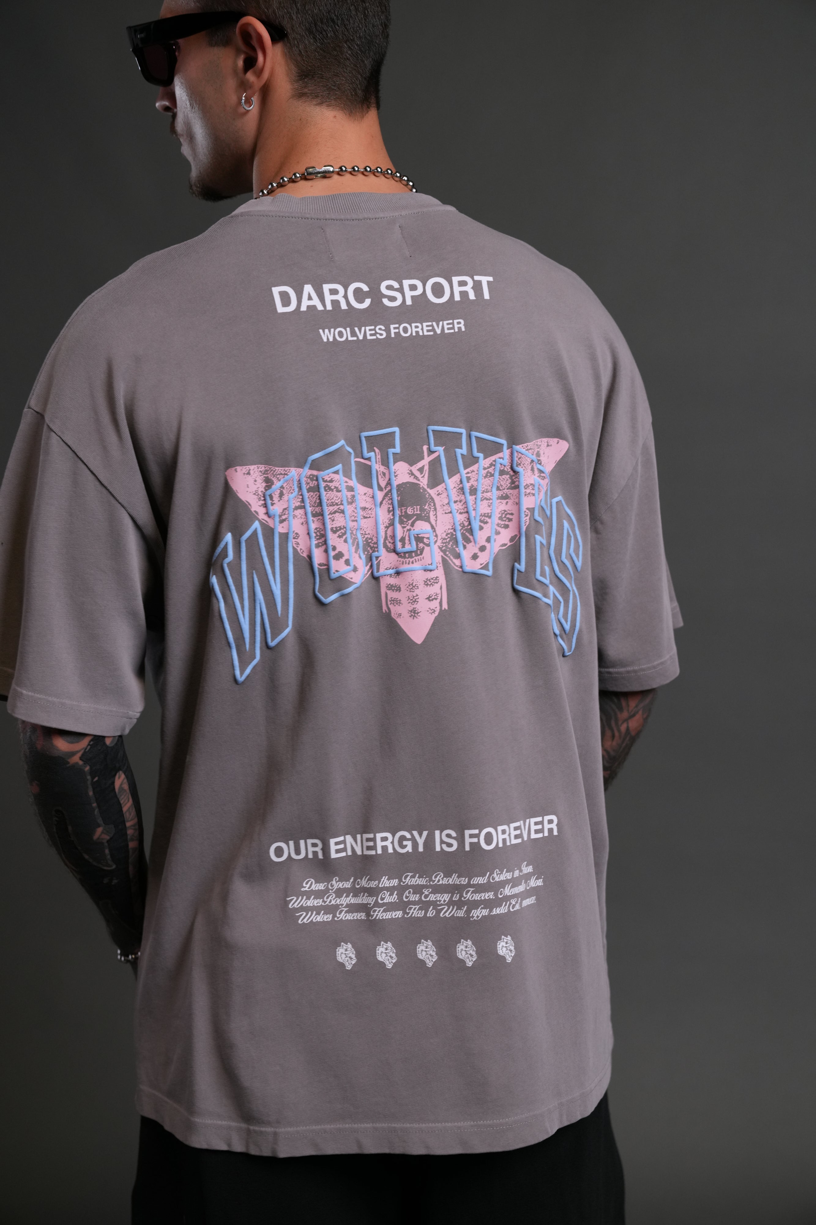 Death Moth Forever "Premium" Oversized Tee in Pale Gray