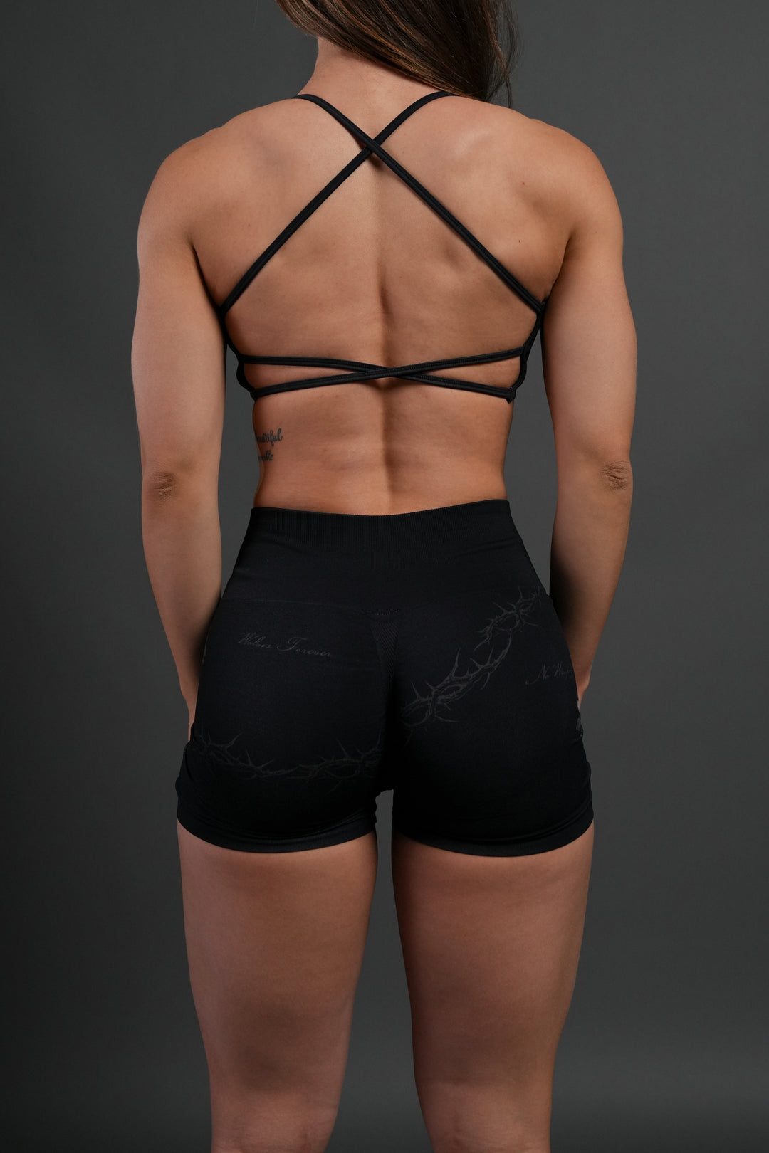 Rose Thorn "Stella" Soft Seamless Shorts in Black Rose Thorn
