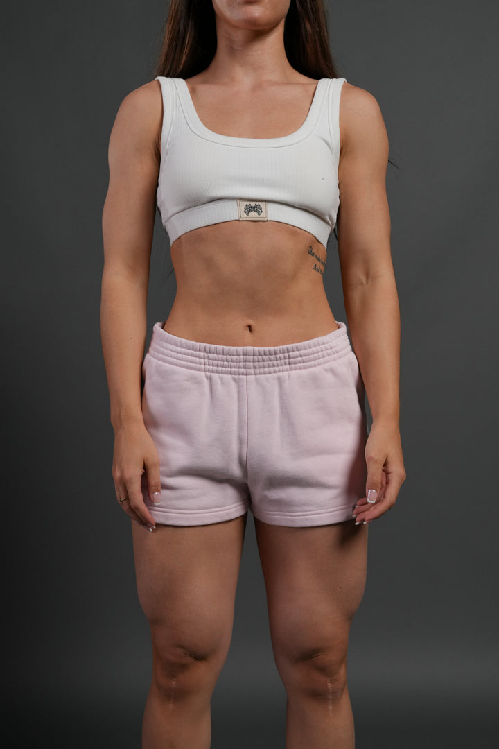 Pyramid Wolves Applique Ellie Sweat Shorts in Blush Pink