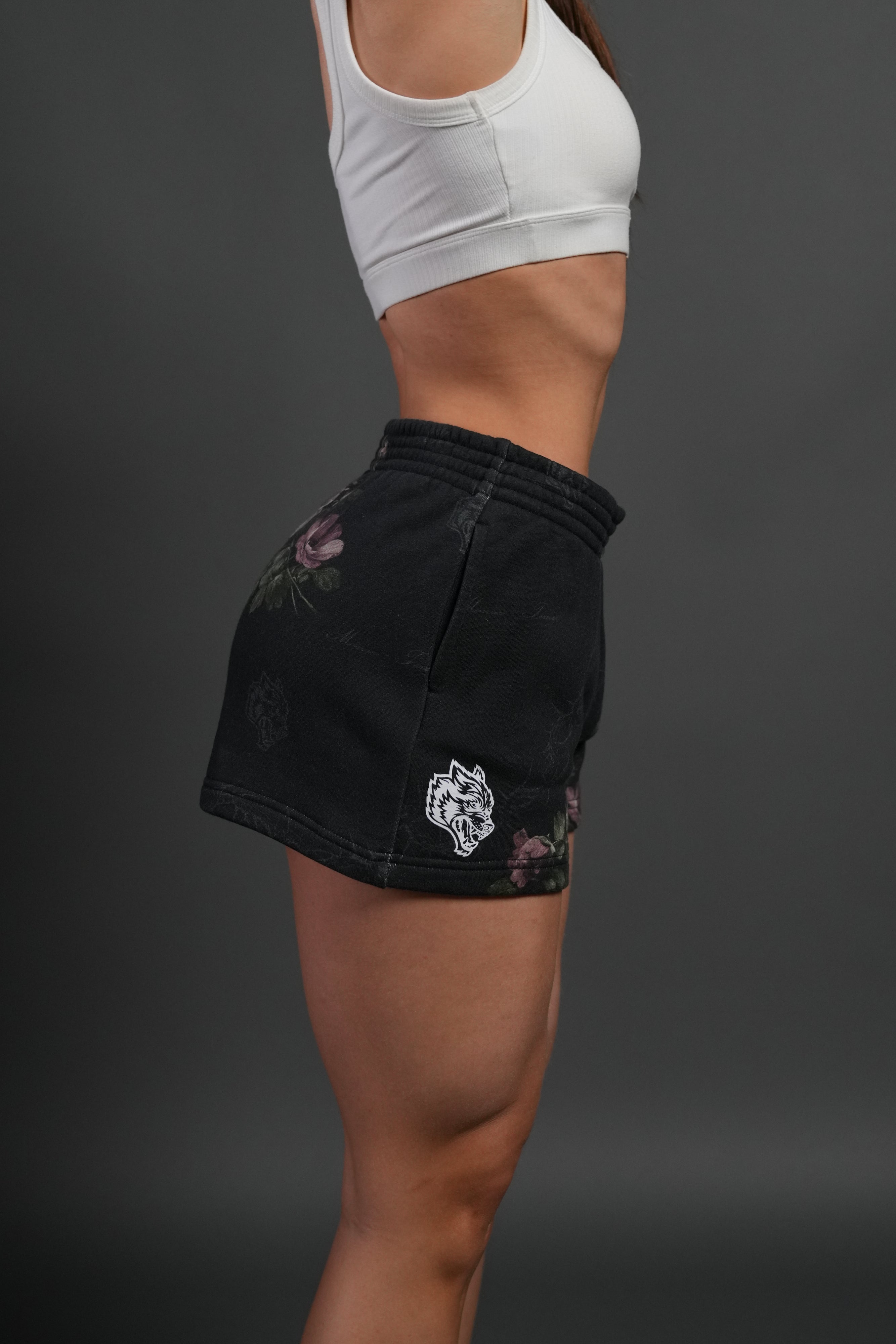 Rose Thorn Ellie Sweat Shorts in Black Rose Thorn