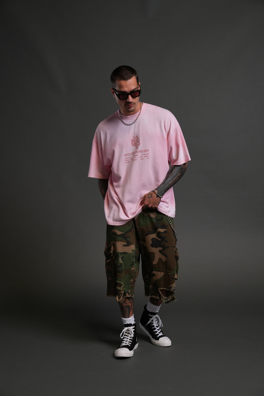 Wolves Have Your Back "Premium" Oversized Tee in Cherry Blossom Halo Wash