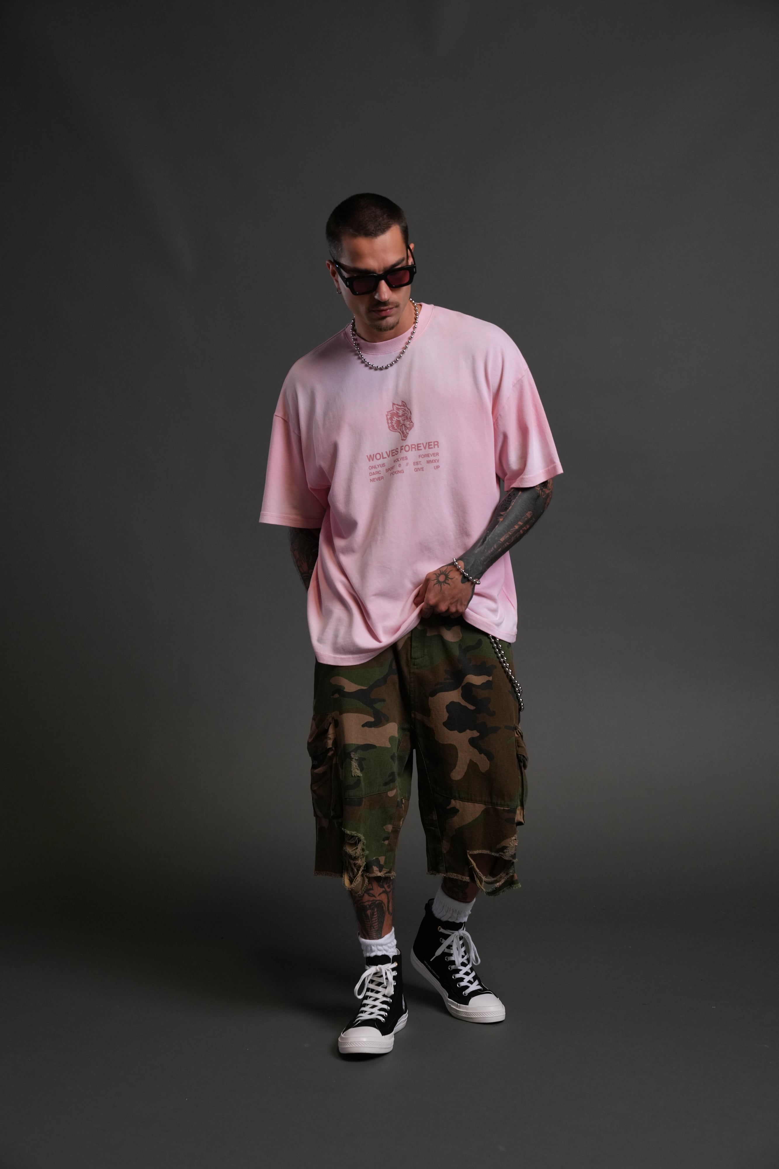 Wolves Have Your Back "Premium" Oversized Tee in Cherry Blossom Halo Wash