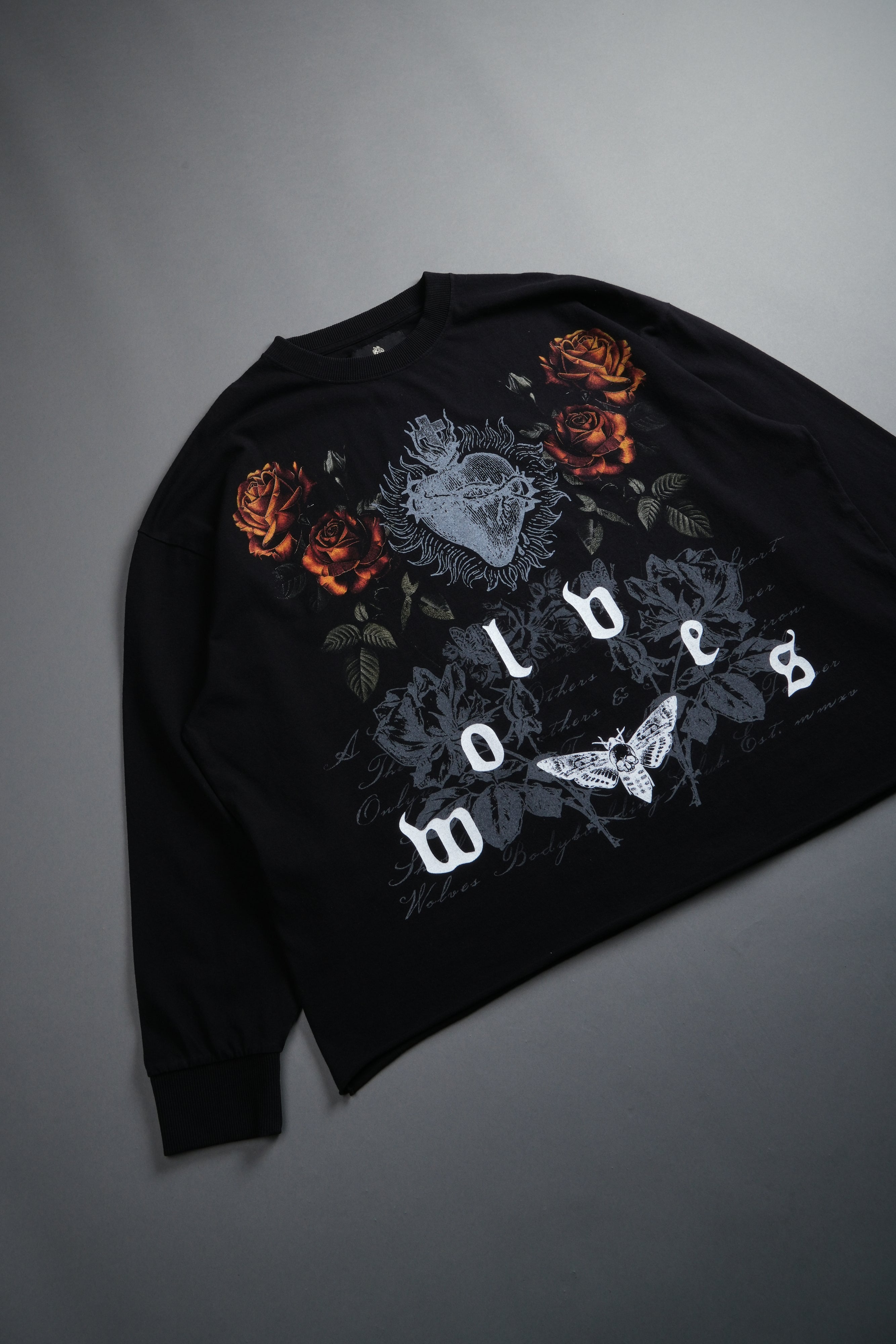 You Are the Reason Grunge Mid-Length Raw Hem LS Tee in Black